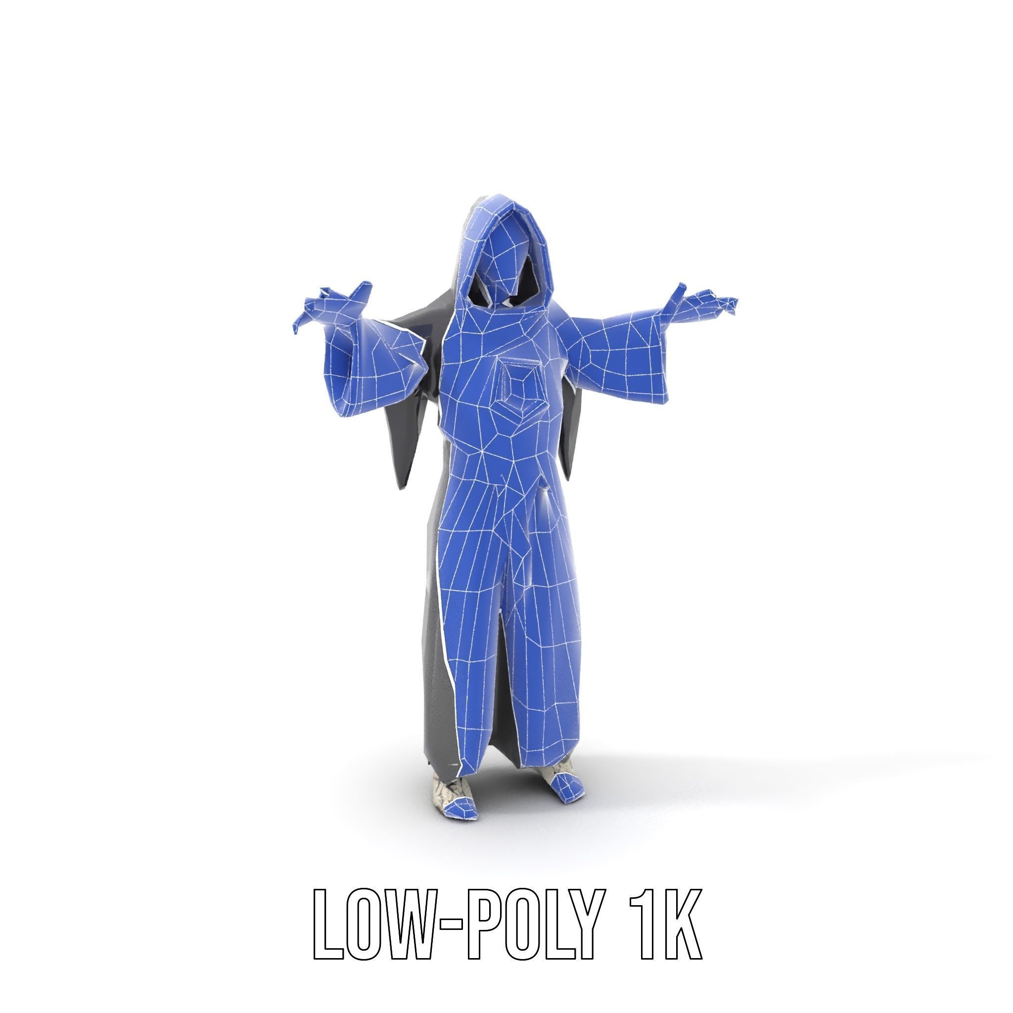 Skeleton Sorcerer Character Model Rigged and Animated Low-poly 3D model_7