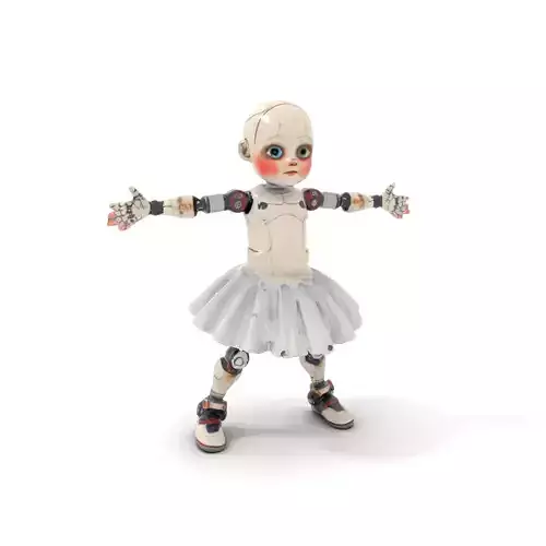 Ballerina Robot Doll Character Rigged and Animated