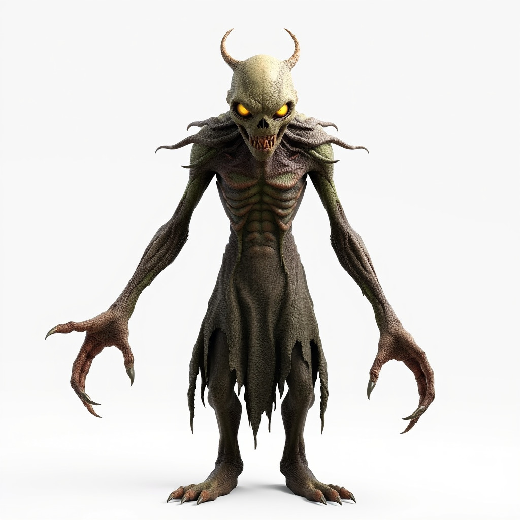 Demonic Creature Rigged and Animated D Model with Glowing Eyes Low-poly 3D model_2