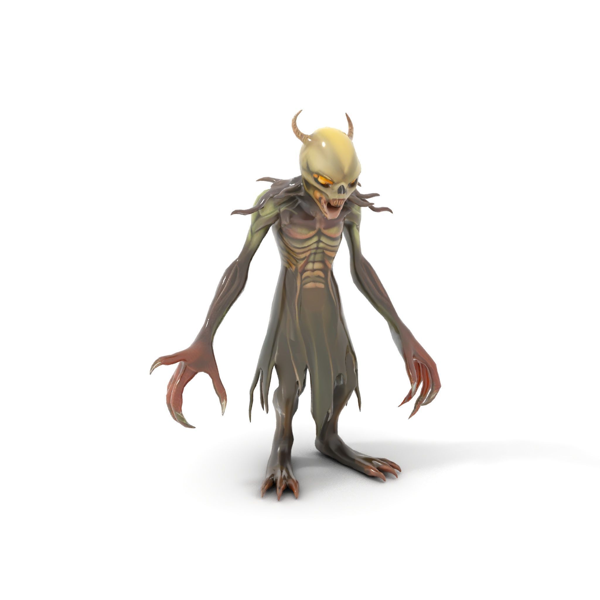 Demonic Creature Rigged and Animated D Model with Glowing Eyes Low-poly 3D model_10