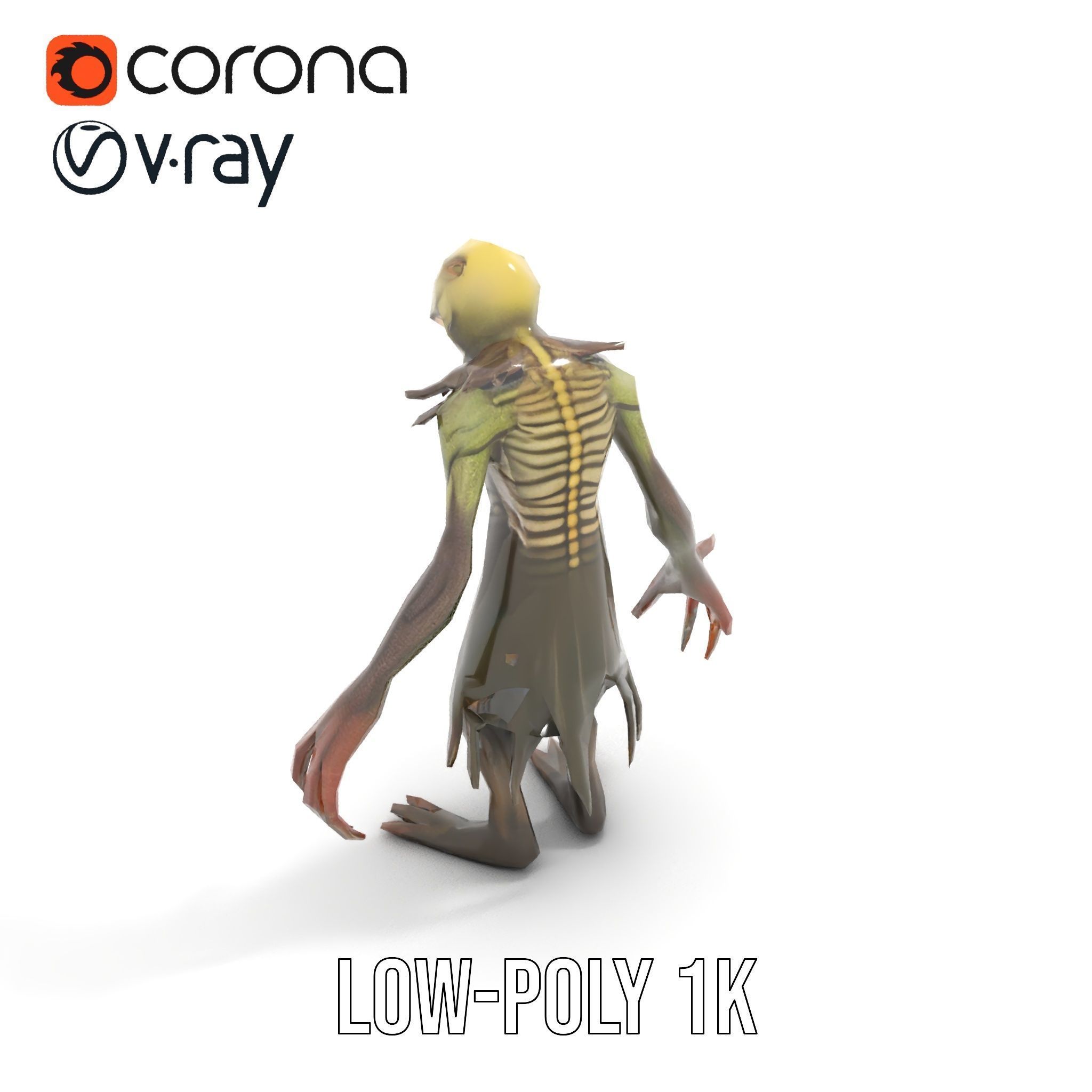 Demonic Creature Rigged and Animated D Model with Glowing Eyes Low-poly 3D model_8