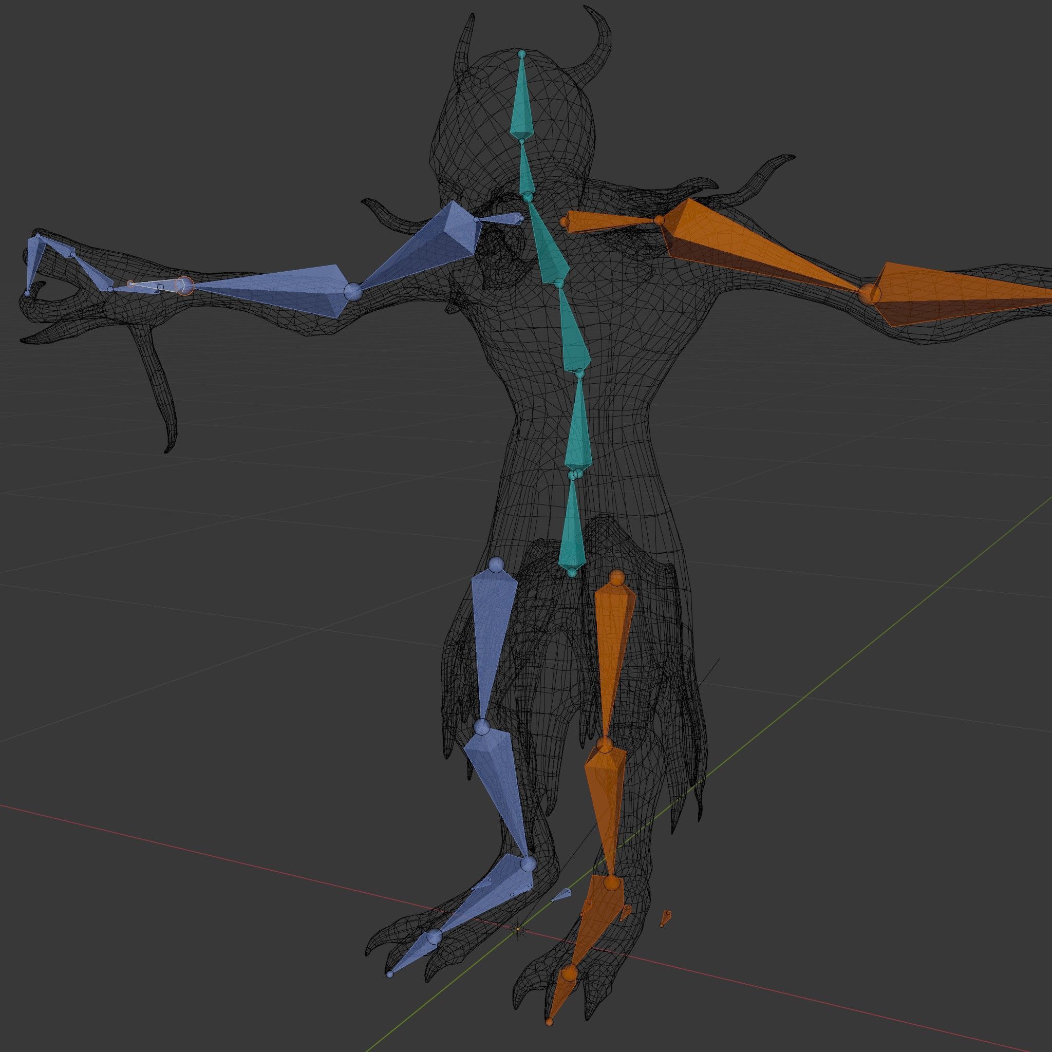 Demonic Creature Rigged and Animated D Model with Glowing Eyes Low-poly 3D model_6