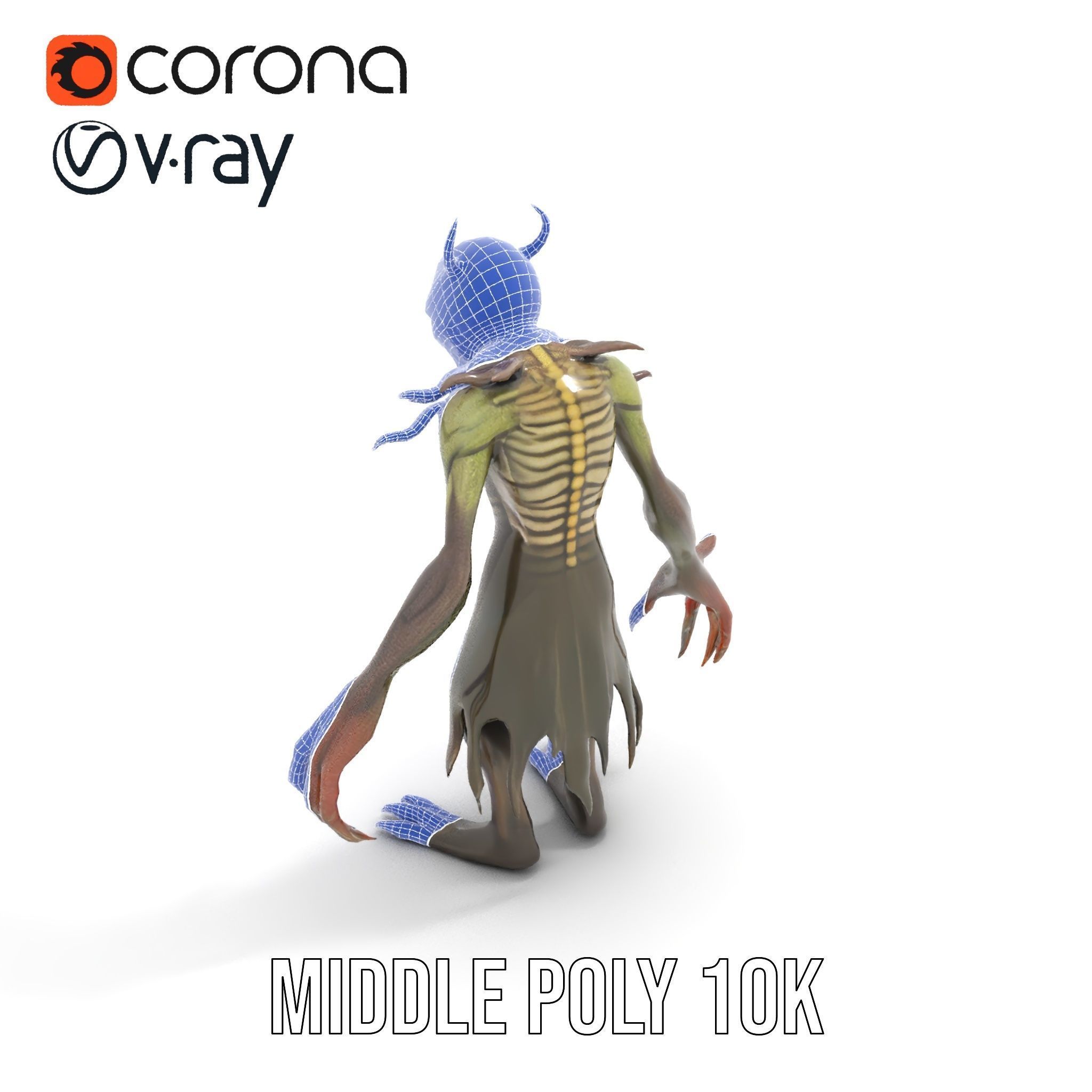 Demonic Creature Rigged and Animated D Model with Glowing Eyes Low-poly 3D model_24