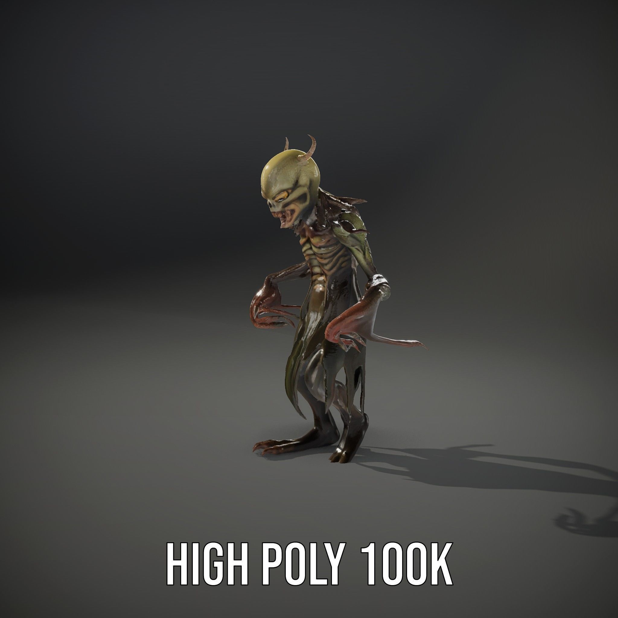 Demonic Creature Rigged and Animated D Model with Glowing Eyes Low-poly 3D model_12