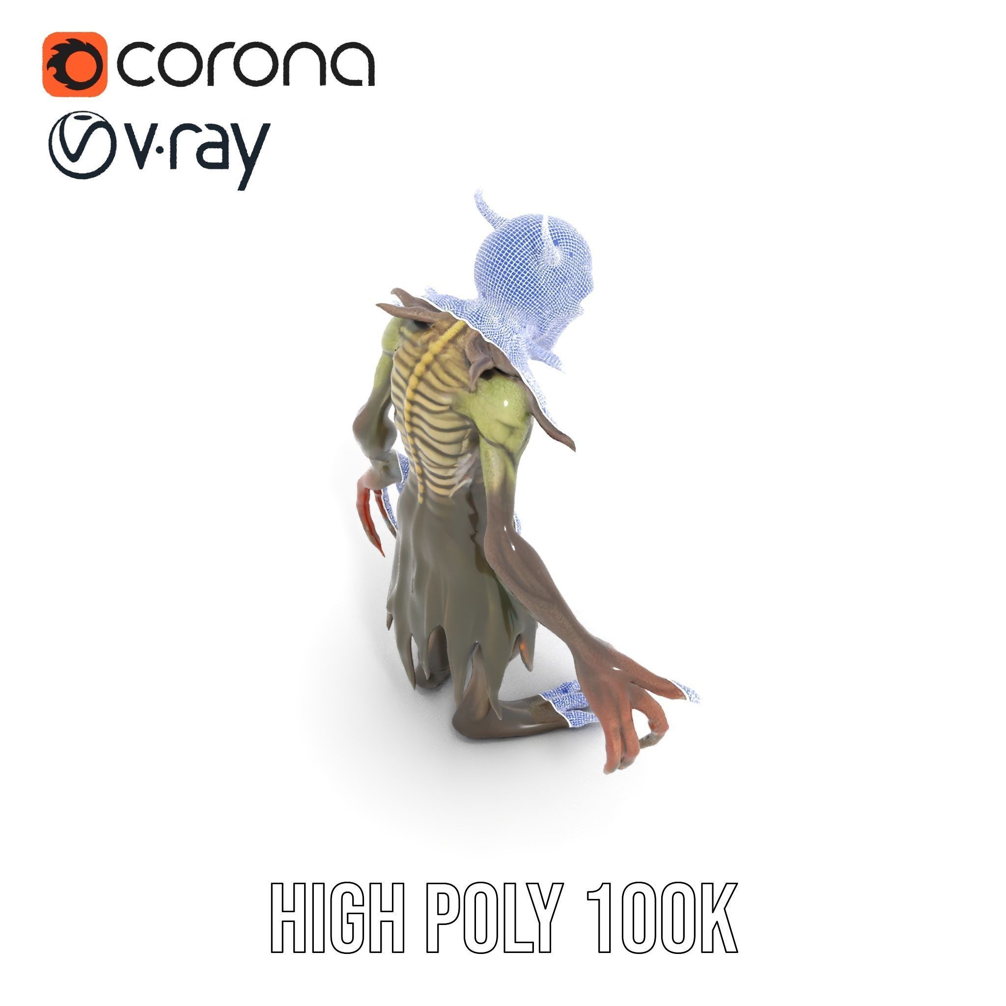 Demonic Creature Rigged and Animated D Model with Glowing Eyes Low-poly 3D model_36