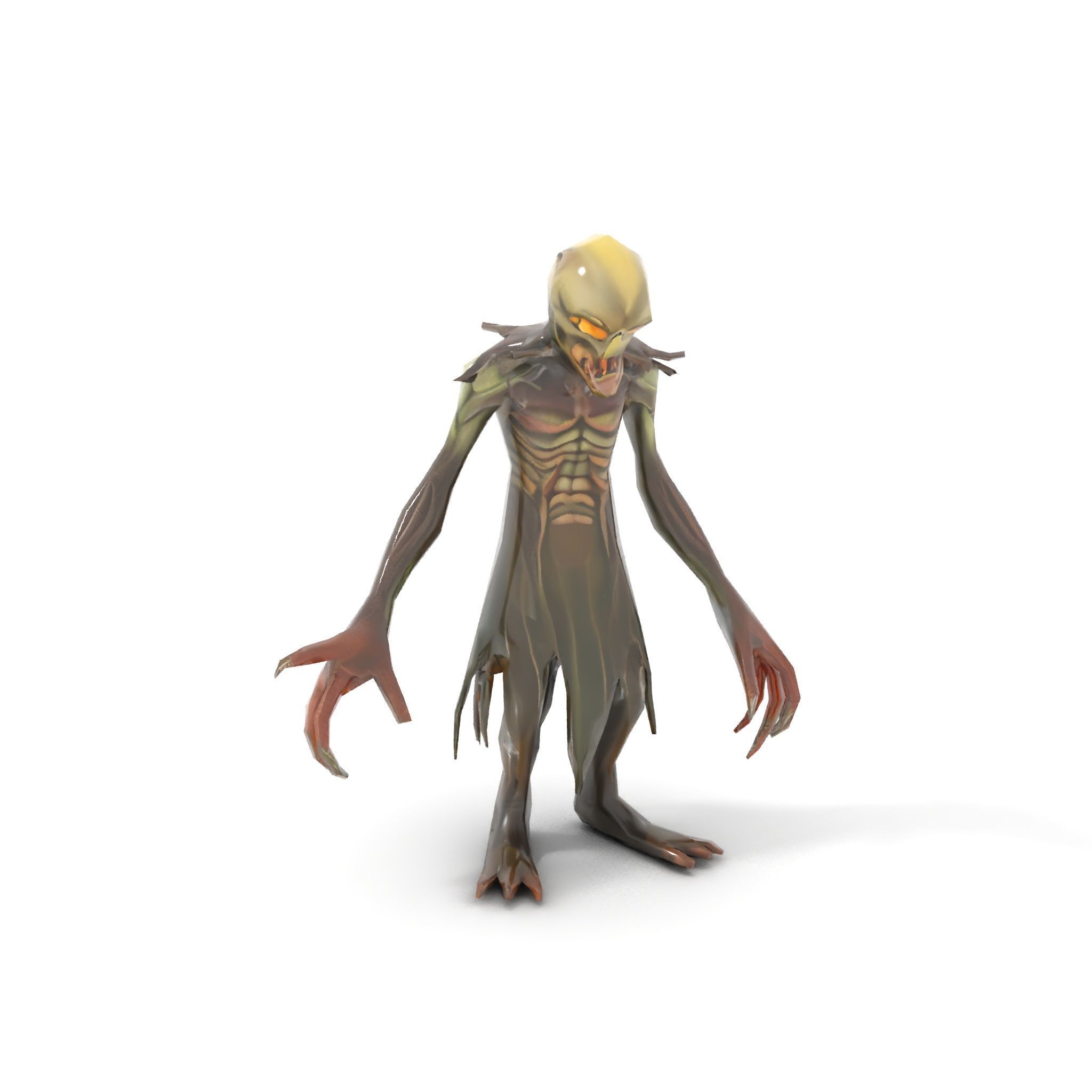 Demonic Creature Rigged and Animated D Model with Glowing Eyes Low-poly 3D model_14