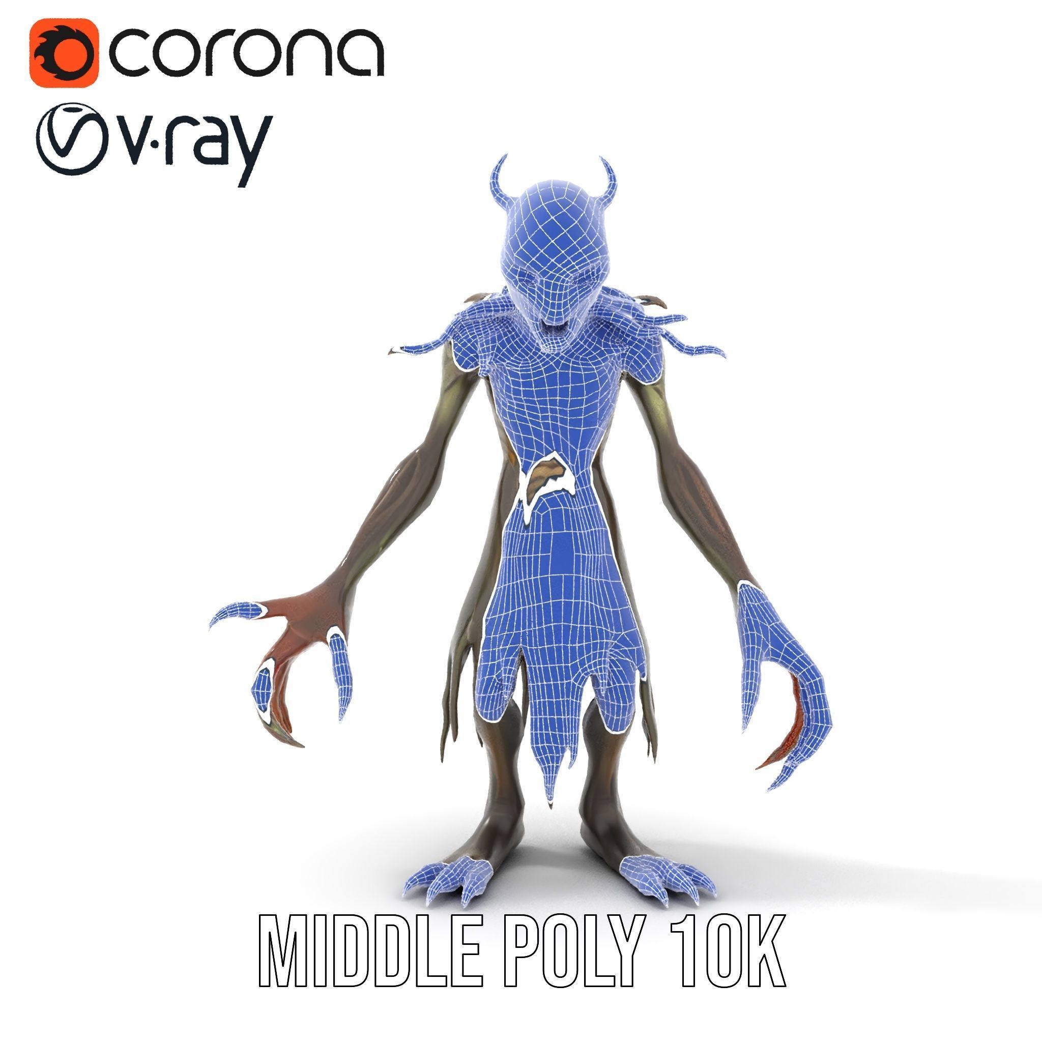 Demonic Creature Rigged and Animated D Model with Glowing Eyes Low-poly 3D model_32