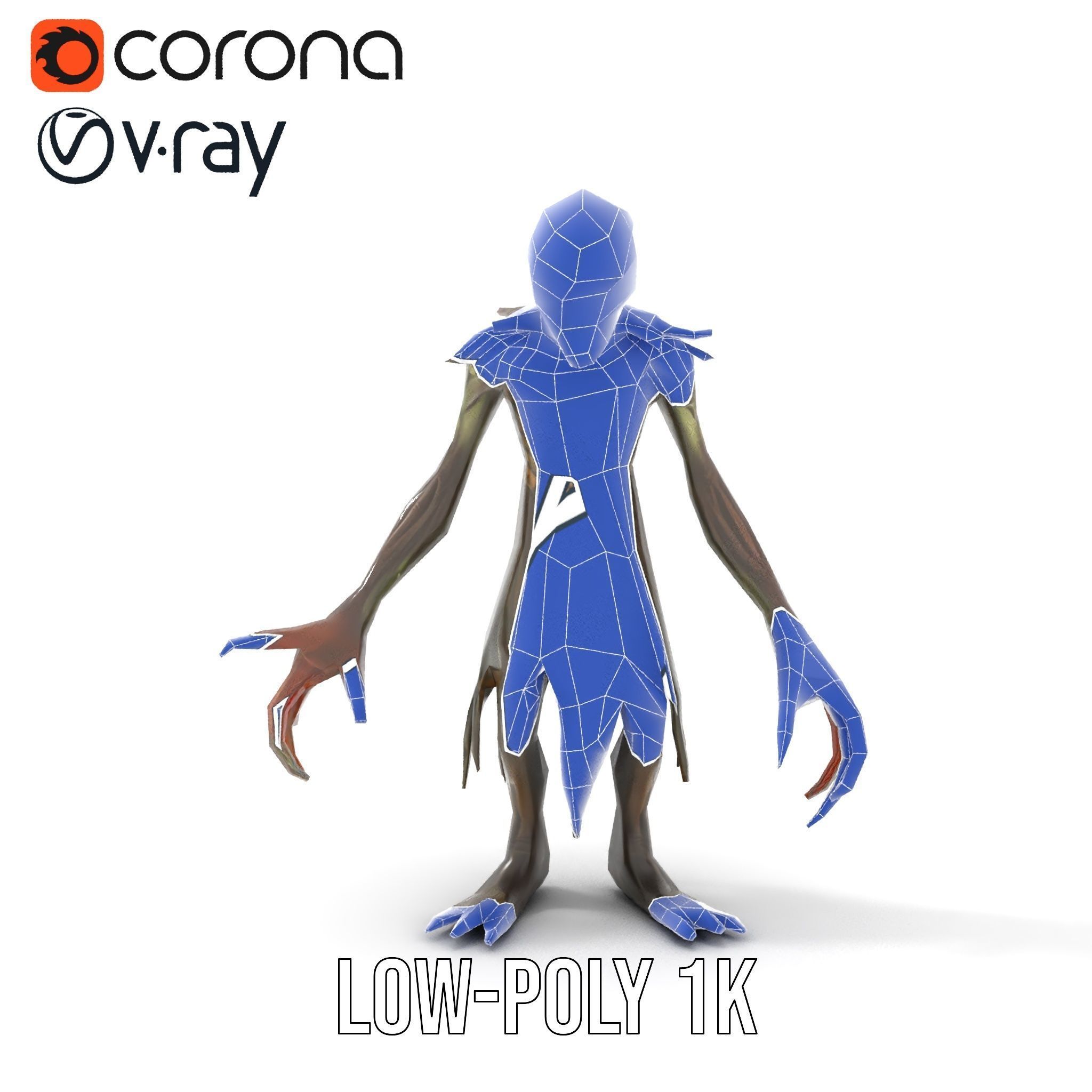 Demonic Creature Rigged and Animated D Model with Glowing Eyes Low-poly 3D model_19