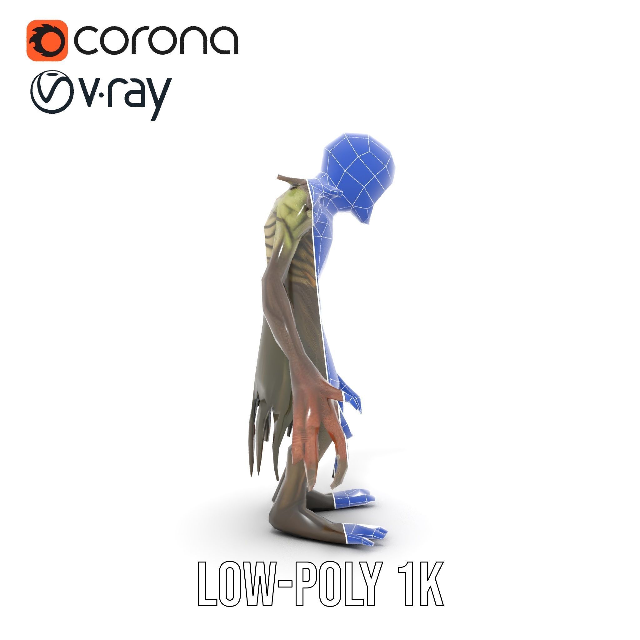 Demonic Creature Rigged and Animated D Model with Glowing Eyes Low-poly 3D model_31