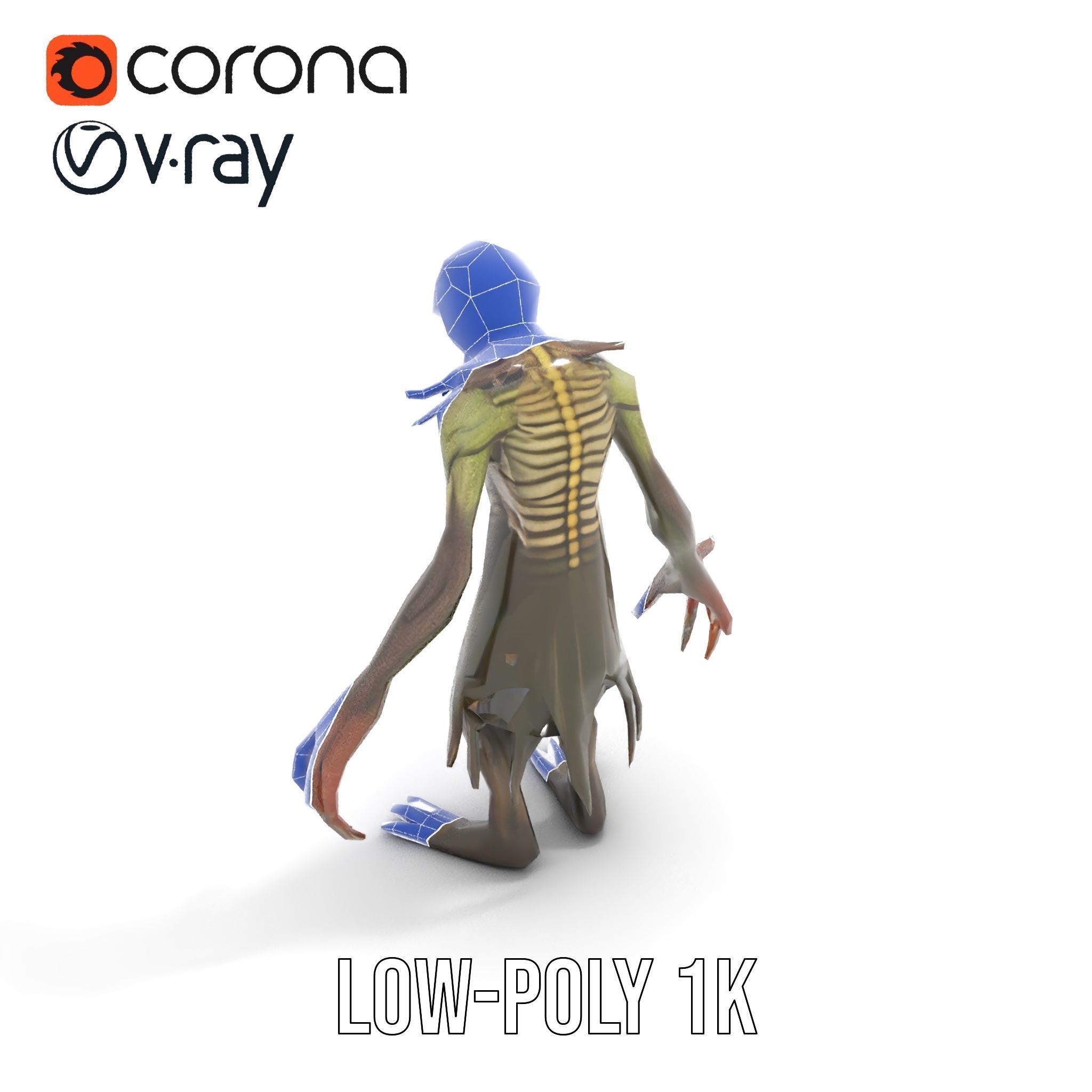 Demonic Creature Rigged and Animated D Model with Glowing Eyes Low-poly 3D model_7