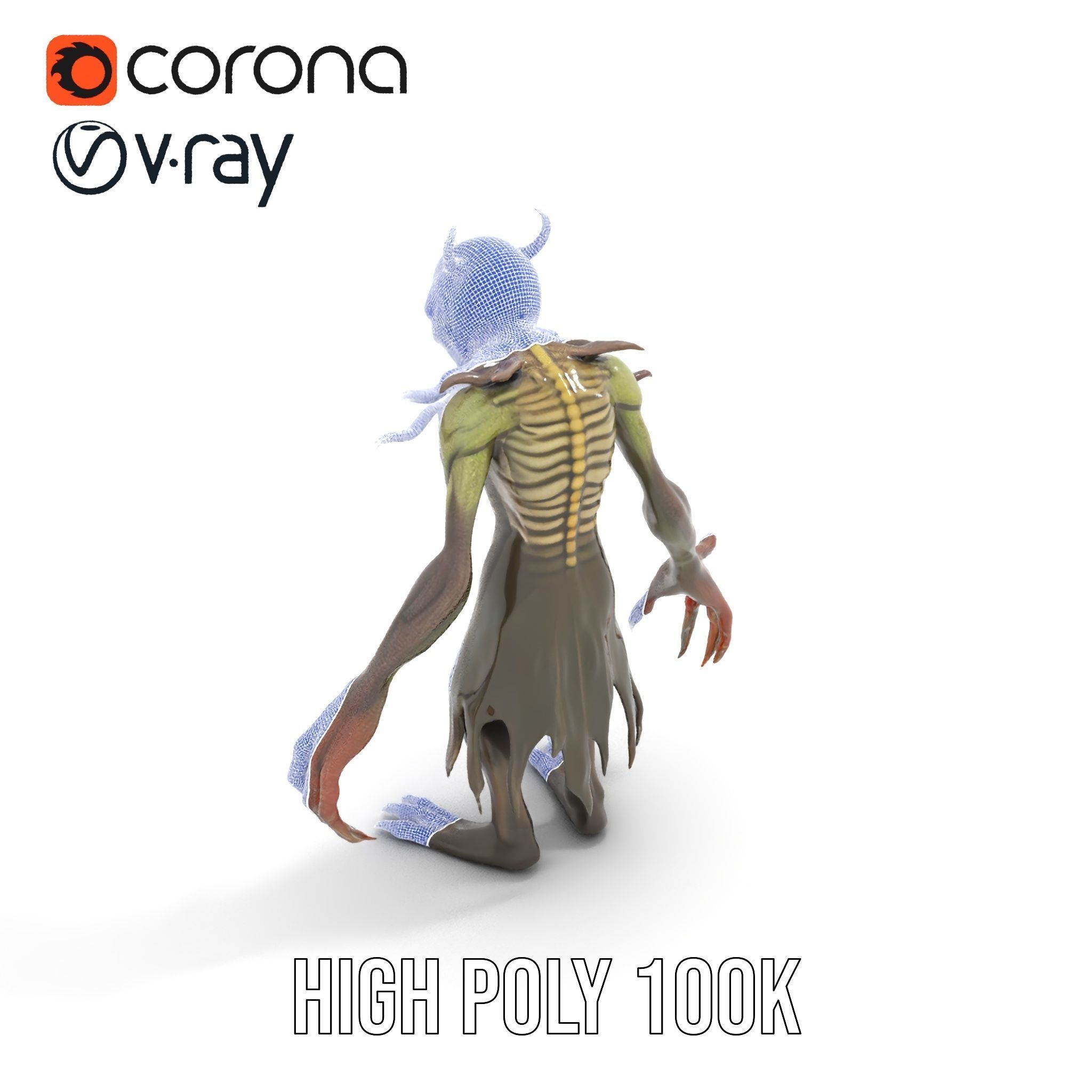 Demonic Creature Rigged and Animated D Model with Glowing Eyes Low-poly 3D model_33