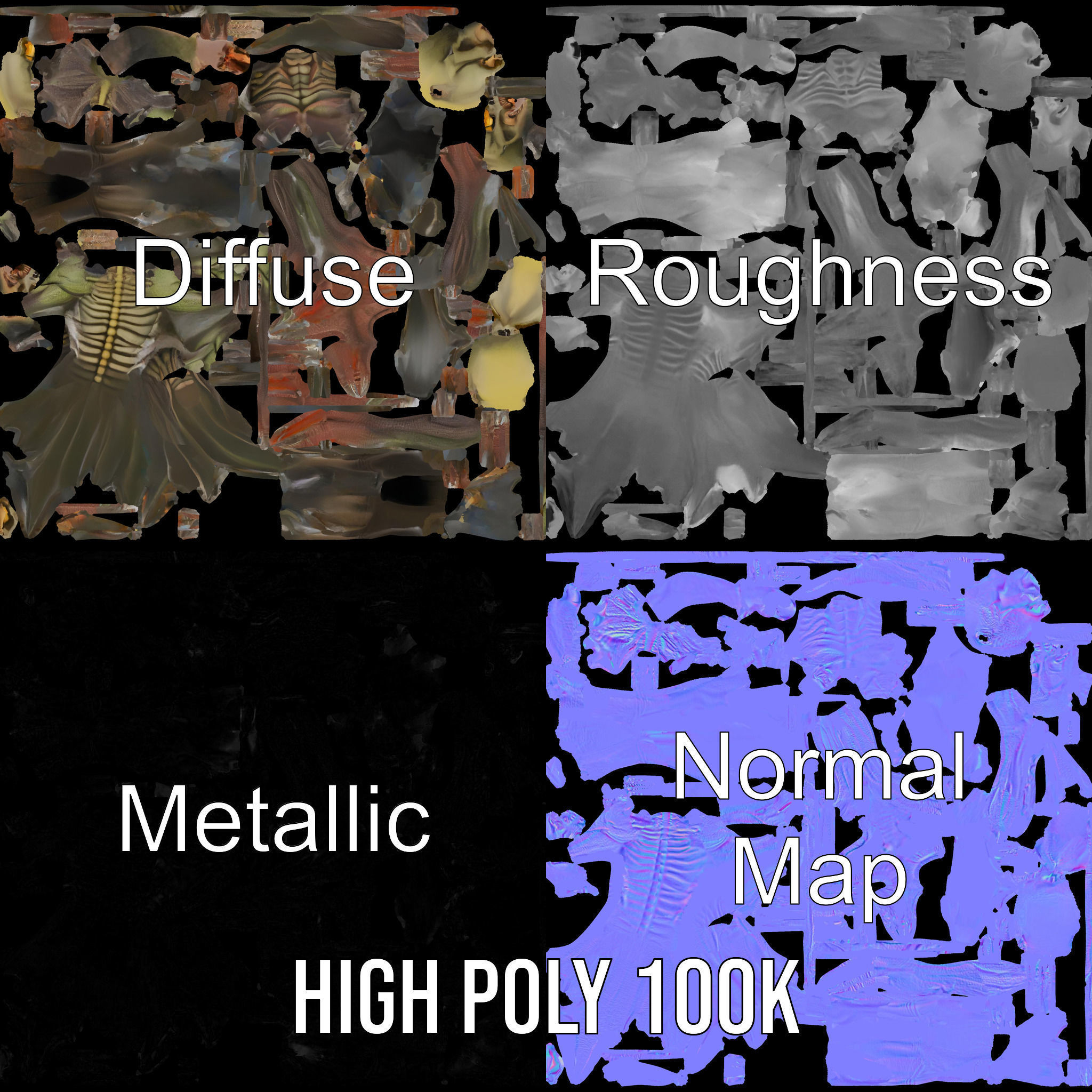 Demonic Creature Rigged and Animated D Model with Glowing Eyes Low-poly 3D model_3