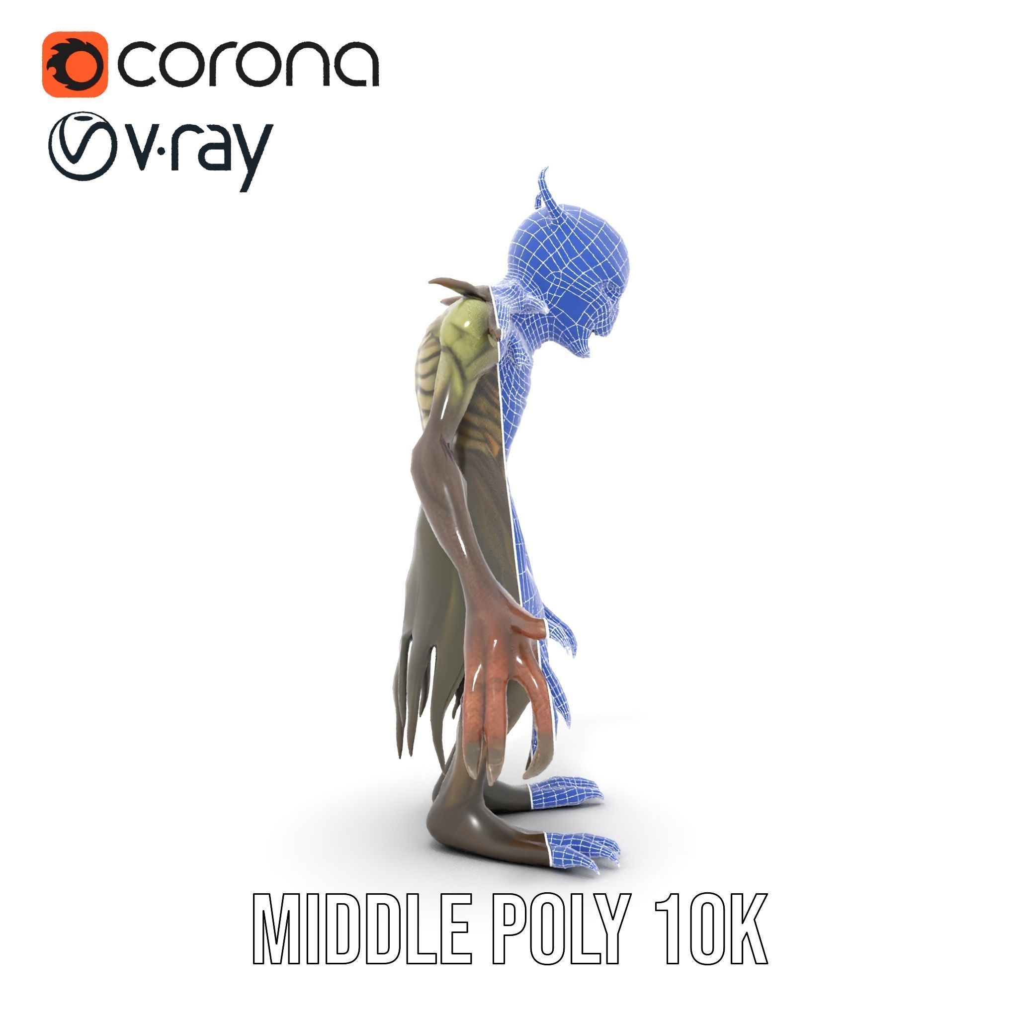 Demonic Creature Rigged and Animated D Model with Glowing Eyes Low-poly 3D model_21