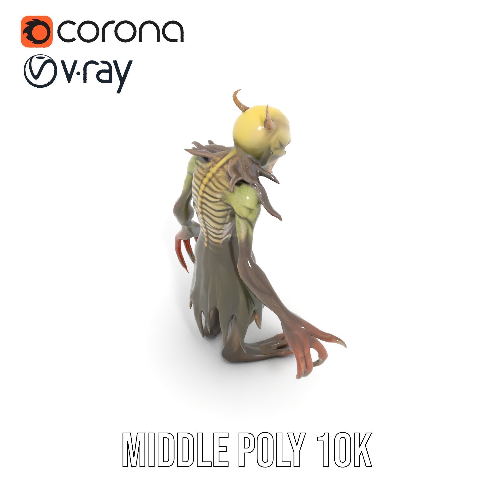 Demonic Creature Rigged and Animated D Model with Glowing Eyes Low-poly 3D model_15