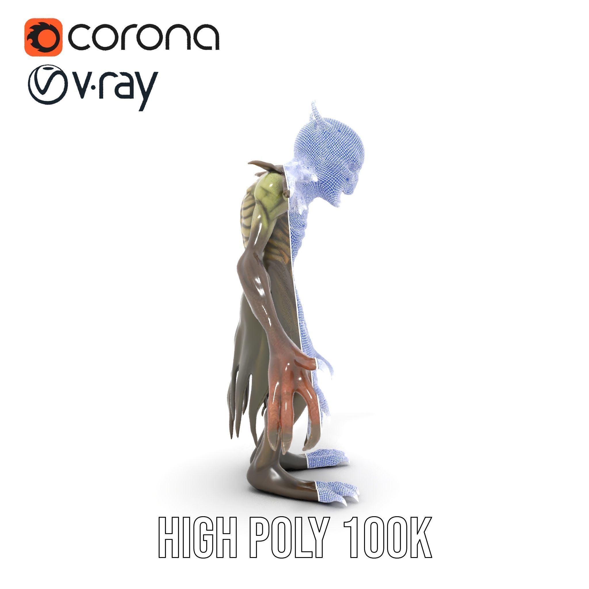 Demonic Creature Rigged and Animated D Model with Glowing Eyes Low-poly 3D model_35