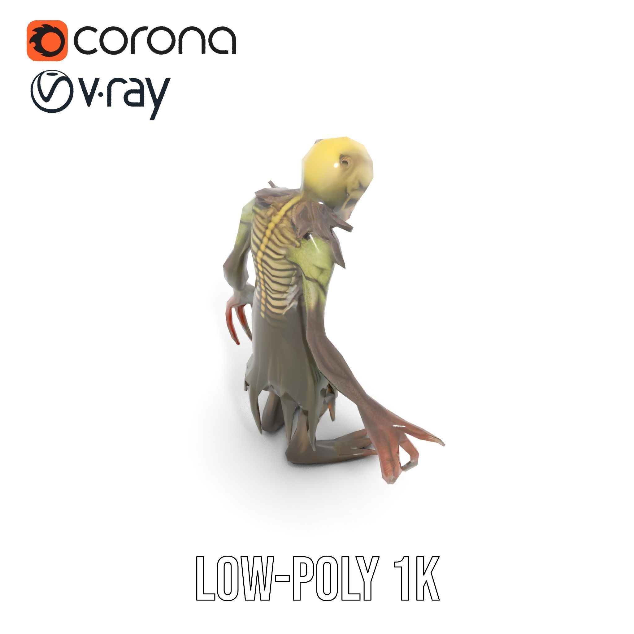 Demonic Creature Rigged and Animated D Model with Glowing Eyes Low-poly 3D model_22