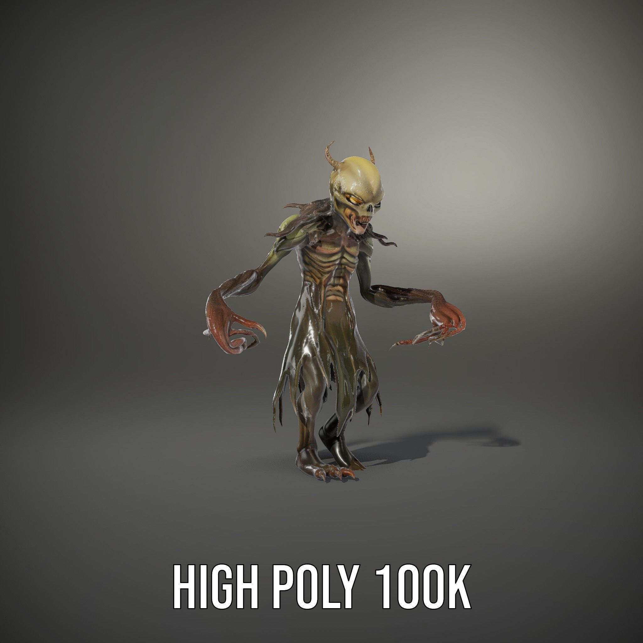 Demonic Creature Rigged and Animated D Model with Glowing Eyes Low-poly 3D model_9