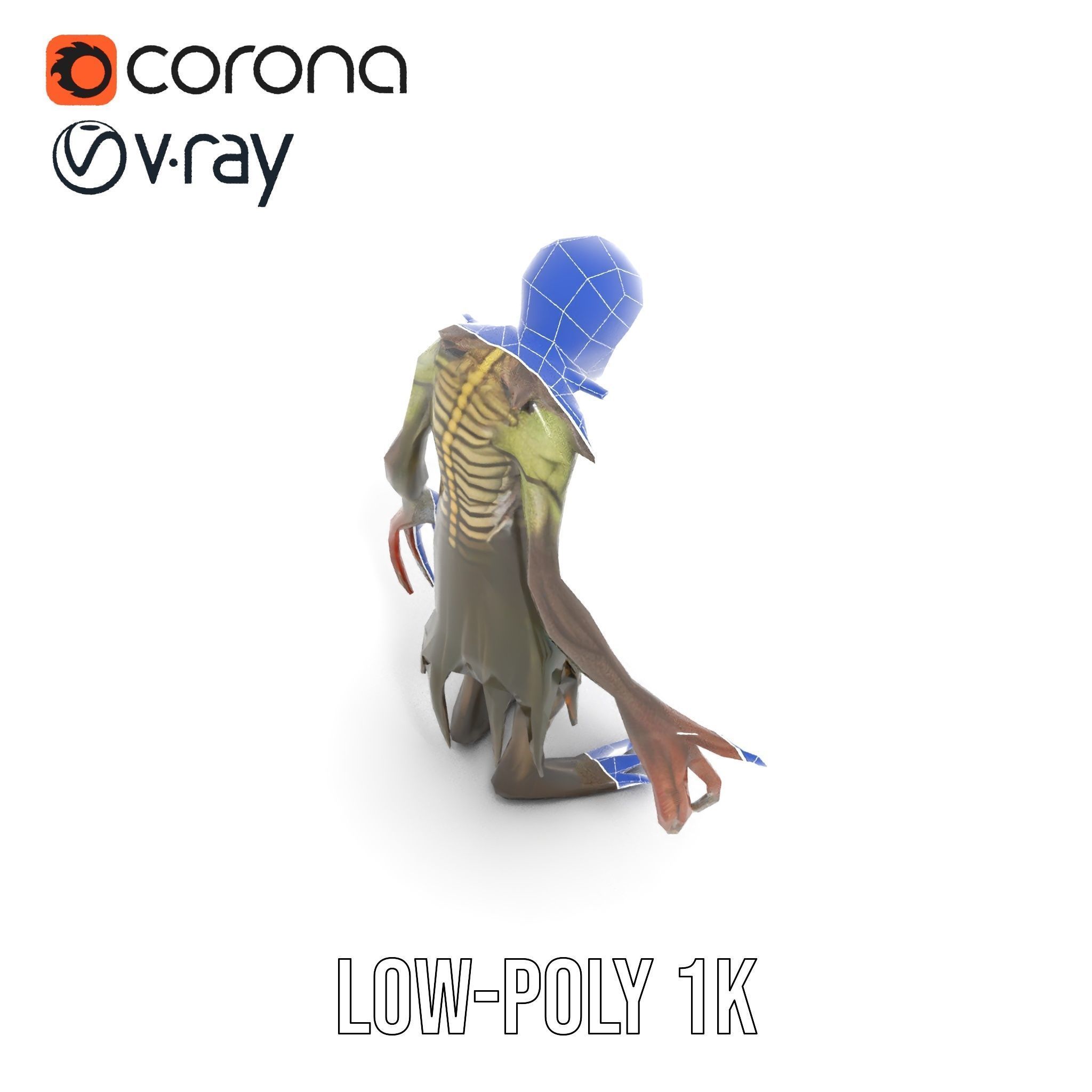 Demonic Creature Rigged and Animated D Model with Glowing Eyes Low-poly 3D model_16