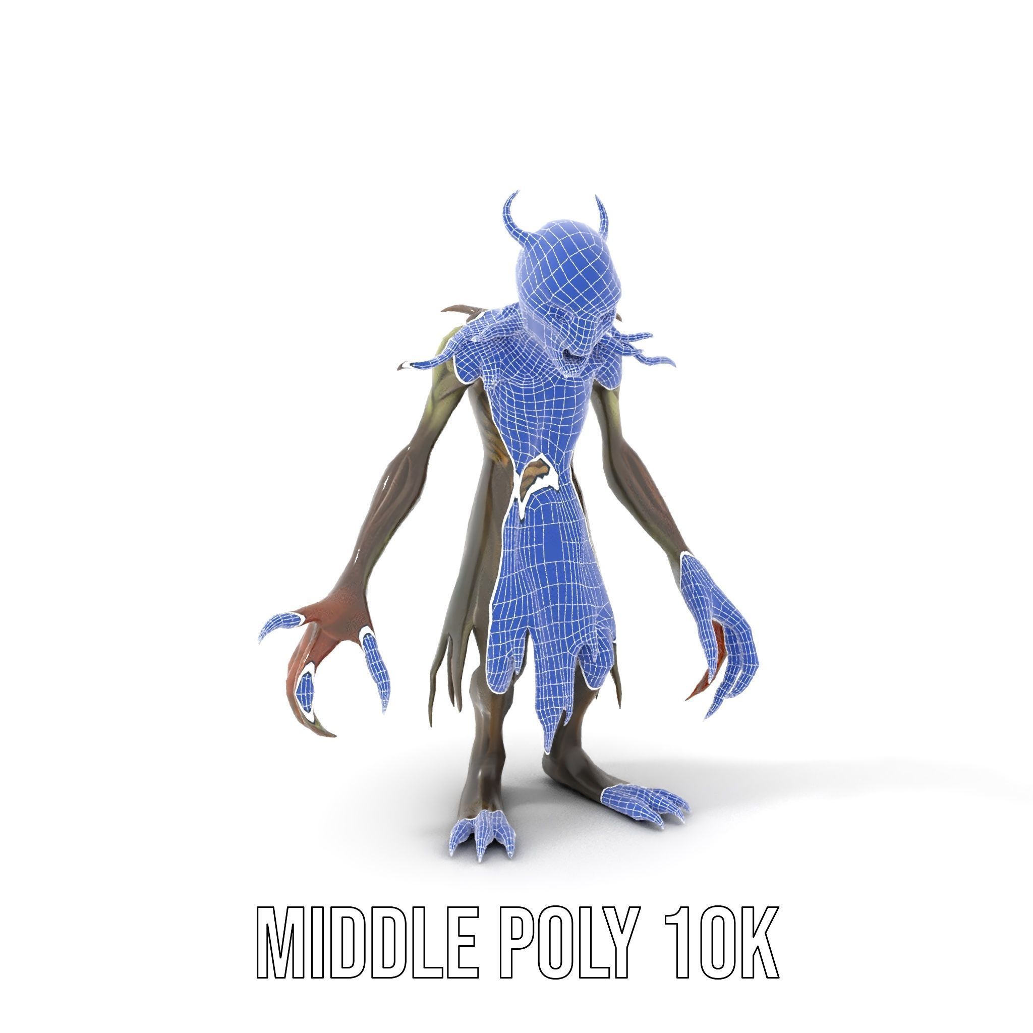 Demonic Creature Rigged and Animated D Model with Glowing Eyes Low-poly 3D model_18