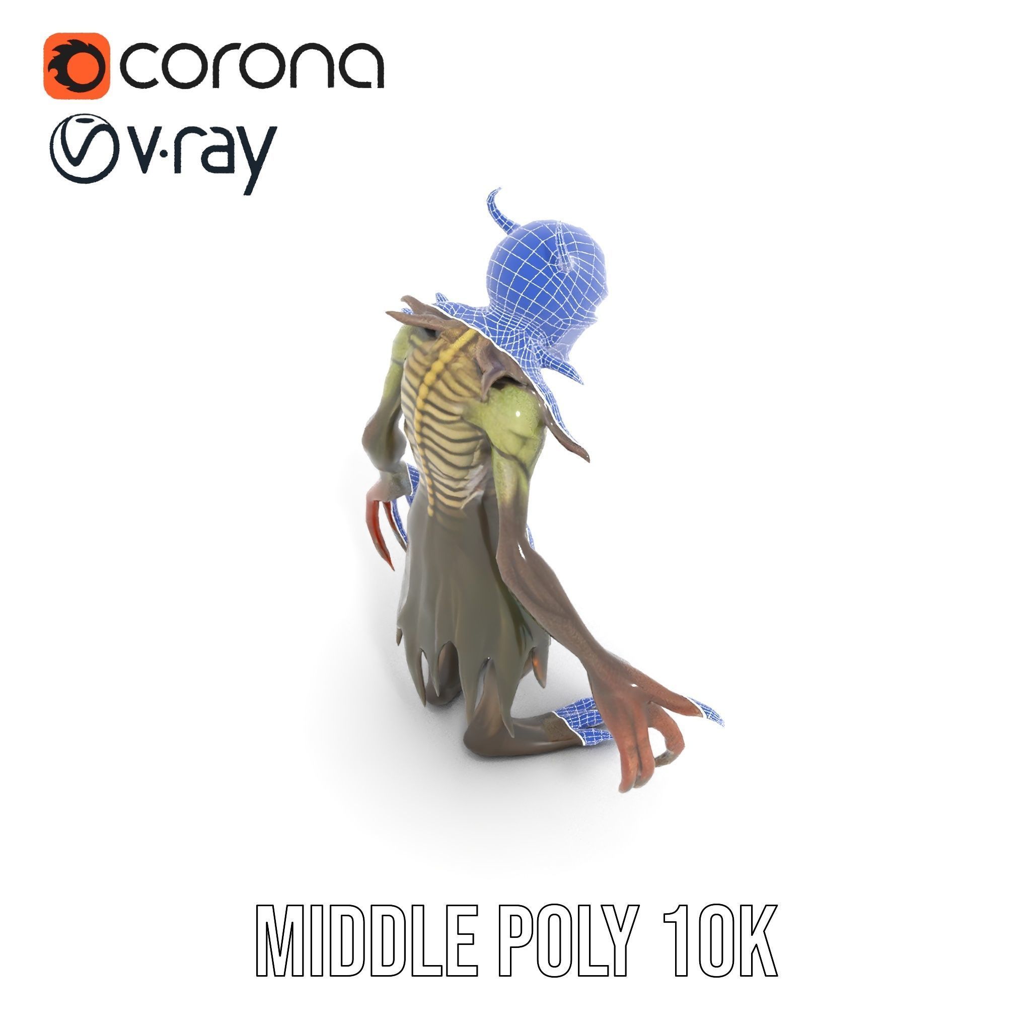 Demonic Creature Rigged and Animated D Model with Glowing Eyes Low-poly 3D model_34