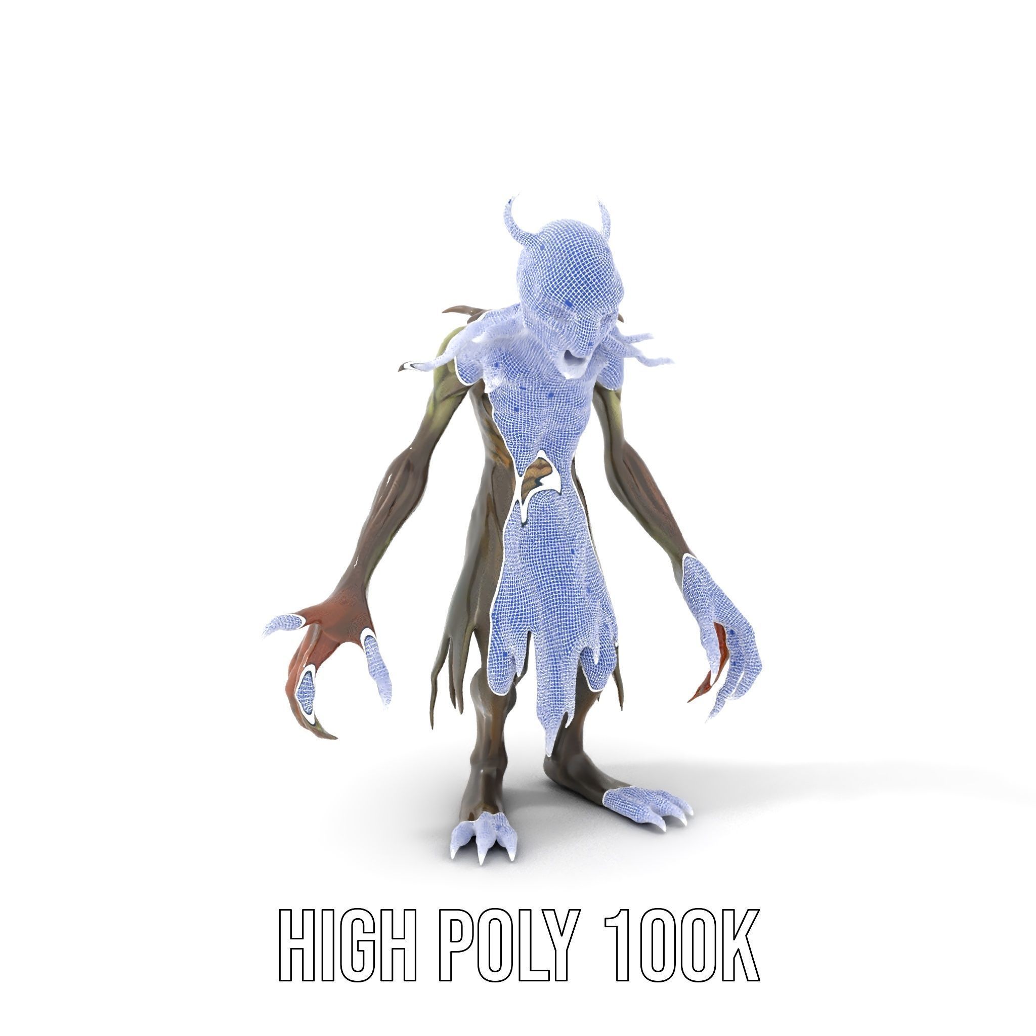 Demonic Creature Rigged and Animated D Model with Glowing Eyes Low-poly 3D model_4