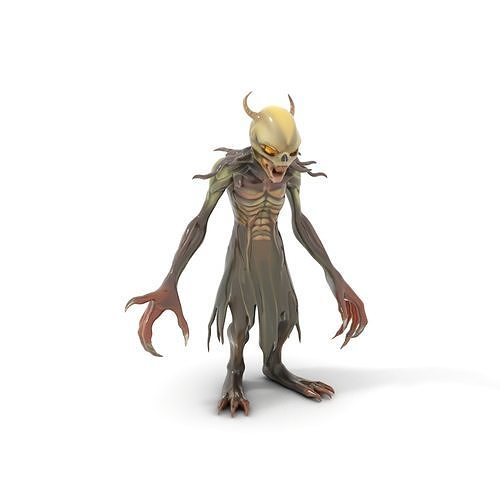Demonic Creature Rigged and Animated D Model with Glowing Eyes Low-poly 3D model