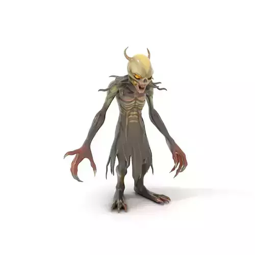 Demonic Creature Rigged and Animated D Model with Glowing Eyes
