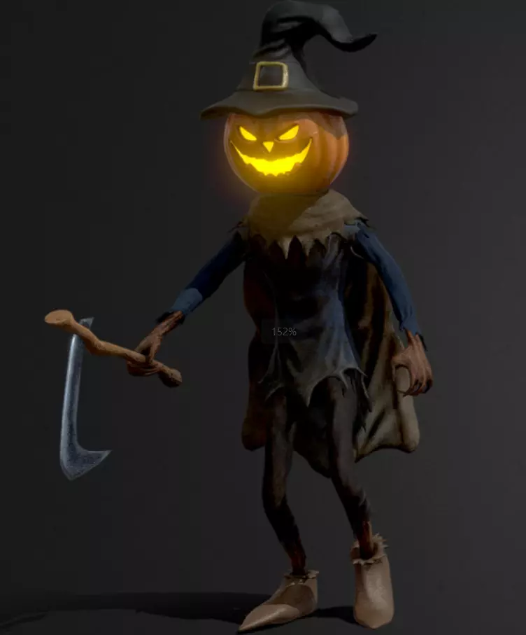 Cartoon pumpkin-headed monster 3D model_0