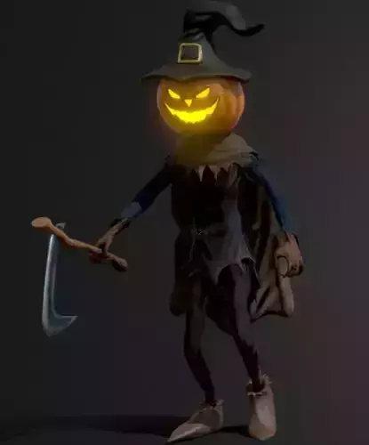 Cartoon pumpkin-headed monster