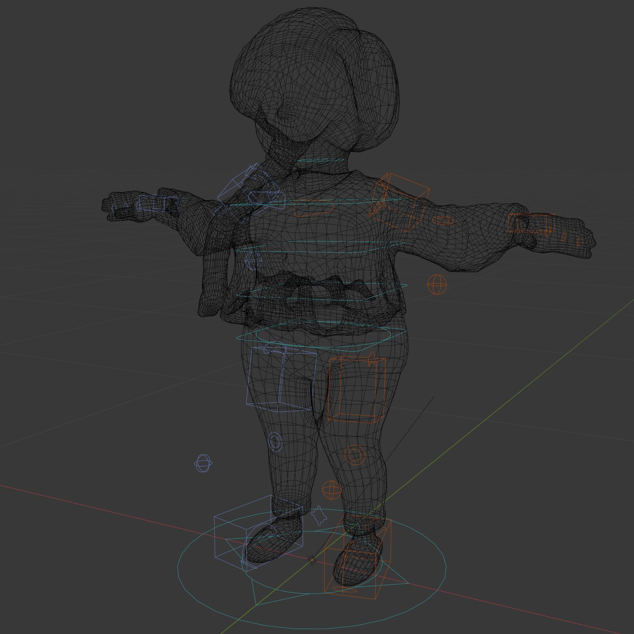 Rigged and Animated Redhead Cartoon Character in Casual Outfit Low-poly 3D model_5