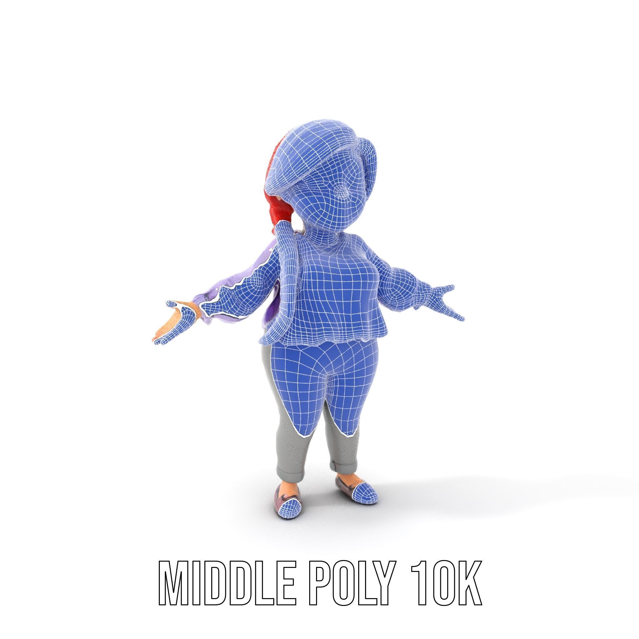 Rigged and Animated Redhead Cartoon Character in Casual Outfit Low-poly 3D model_26