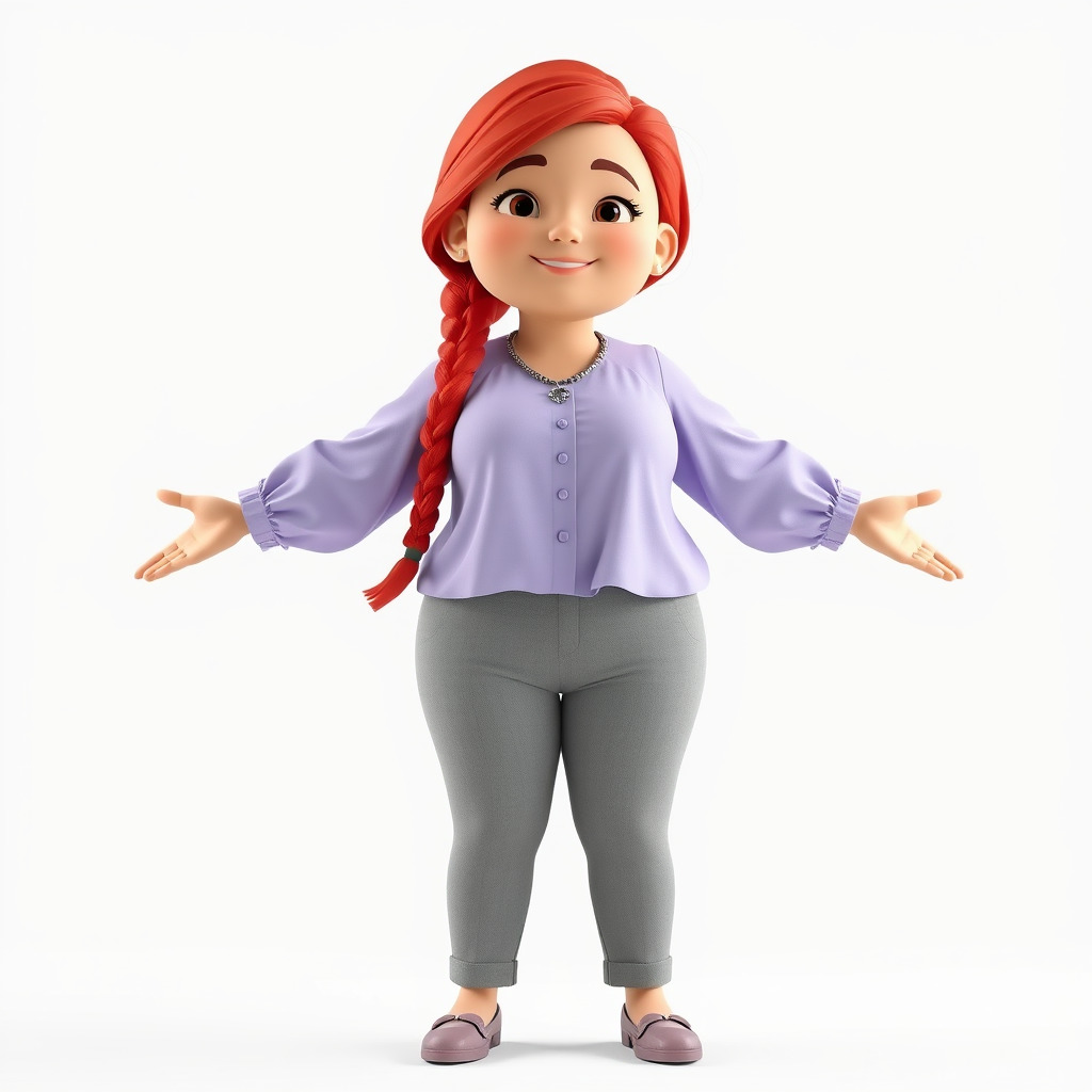 Rigged and Animated Redhead Cartoon Character in Casual Outfit Low-poly 3D model_2