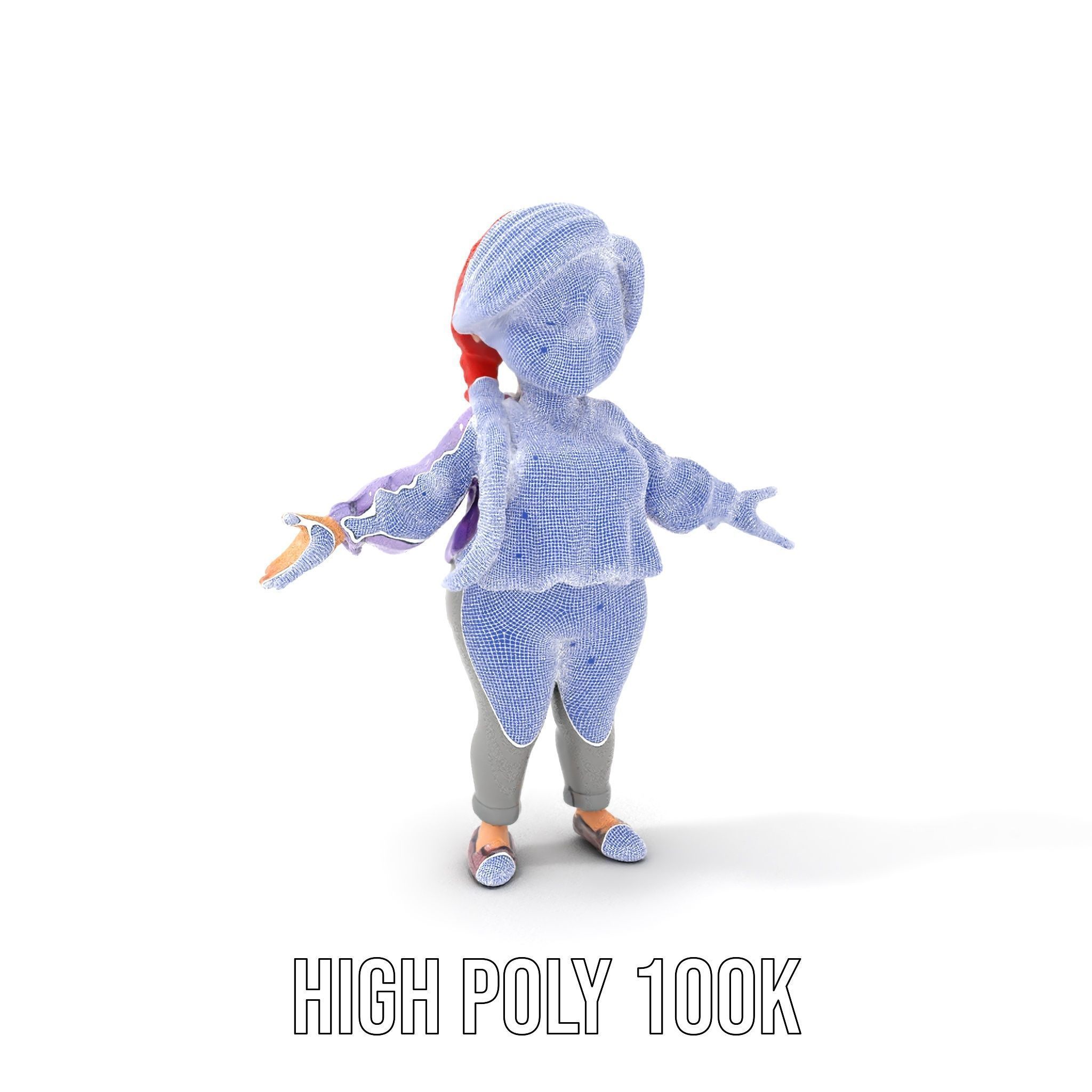 Rigged and Animated Redhead Cartoon Character in Casual Outfit Low-poly 3D model_4