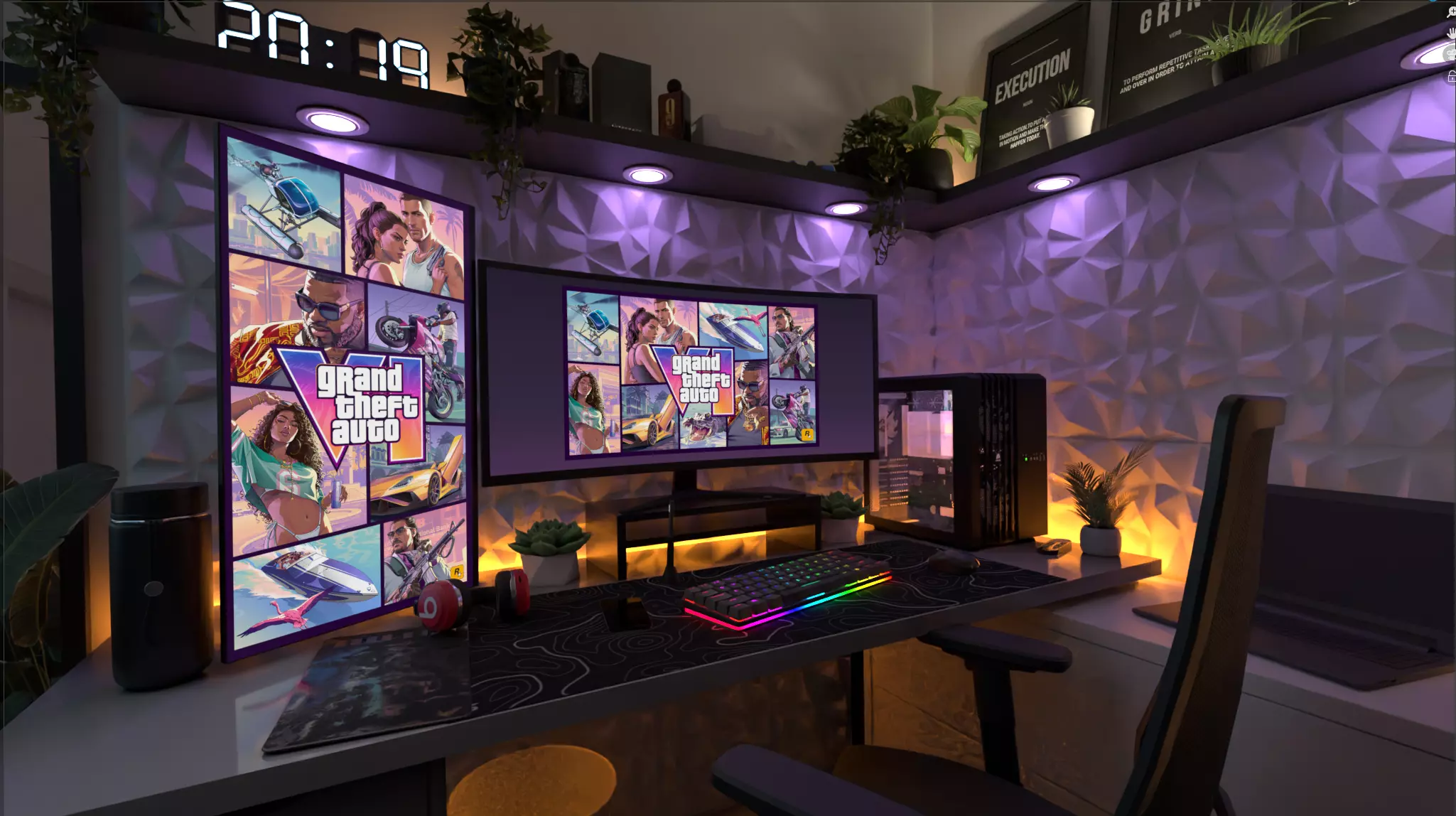 Grand theft Auto VI inspired Mini Gaming Bedroom Low-poly 3D model