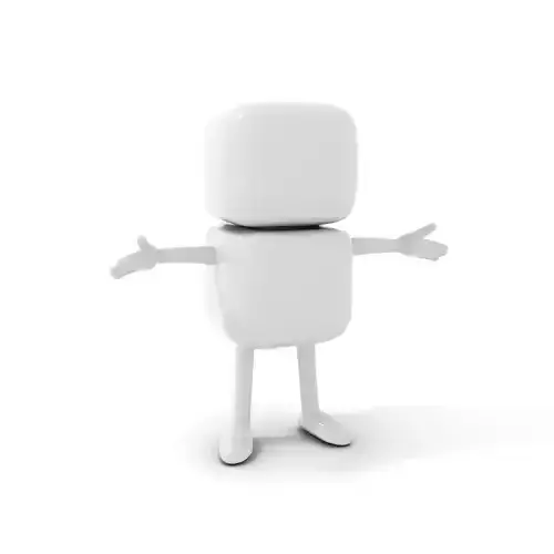 Simple White D Character Rigged and Animated for Game Use