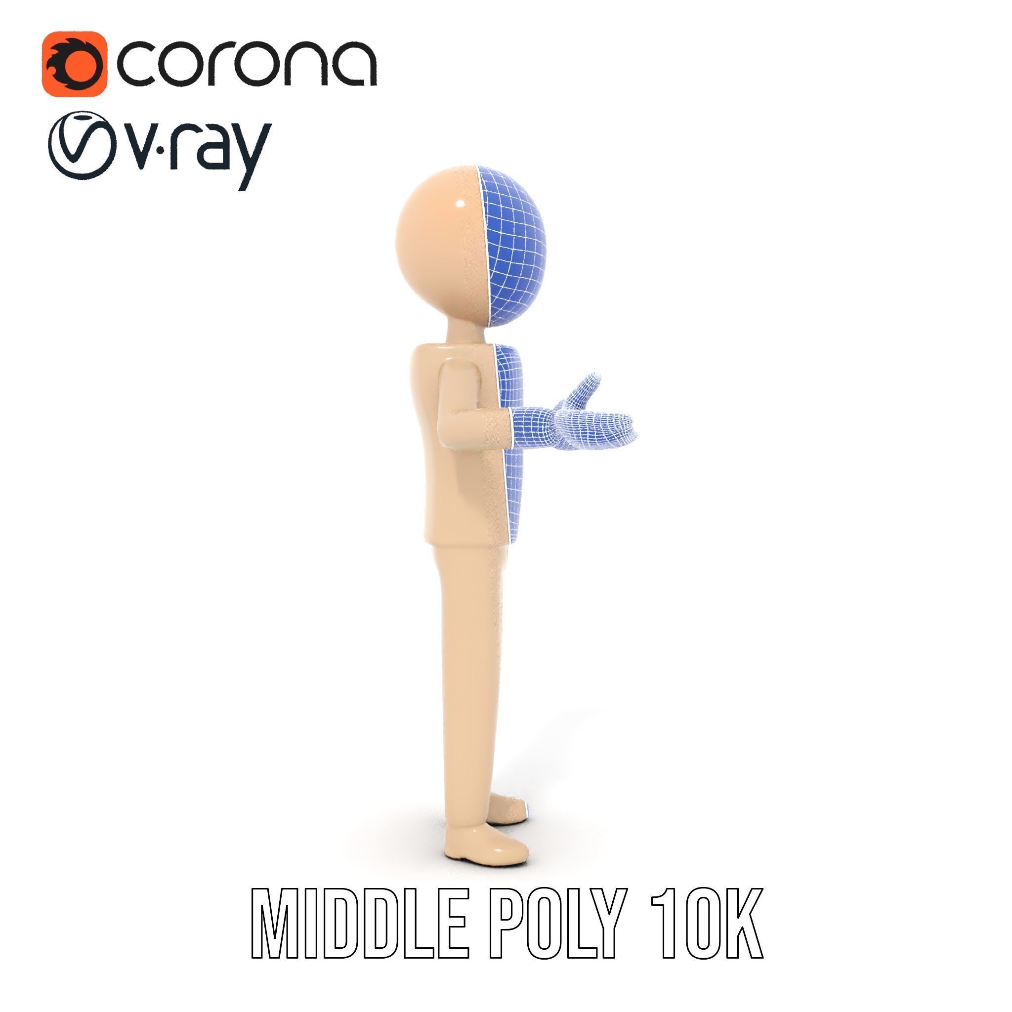 Minimalist Wooden Figurine Rigged and Animated Character Model Low-poly 3D model_34