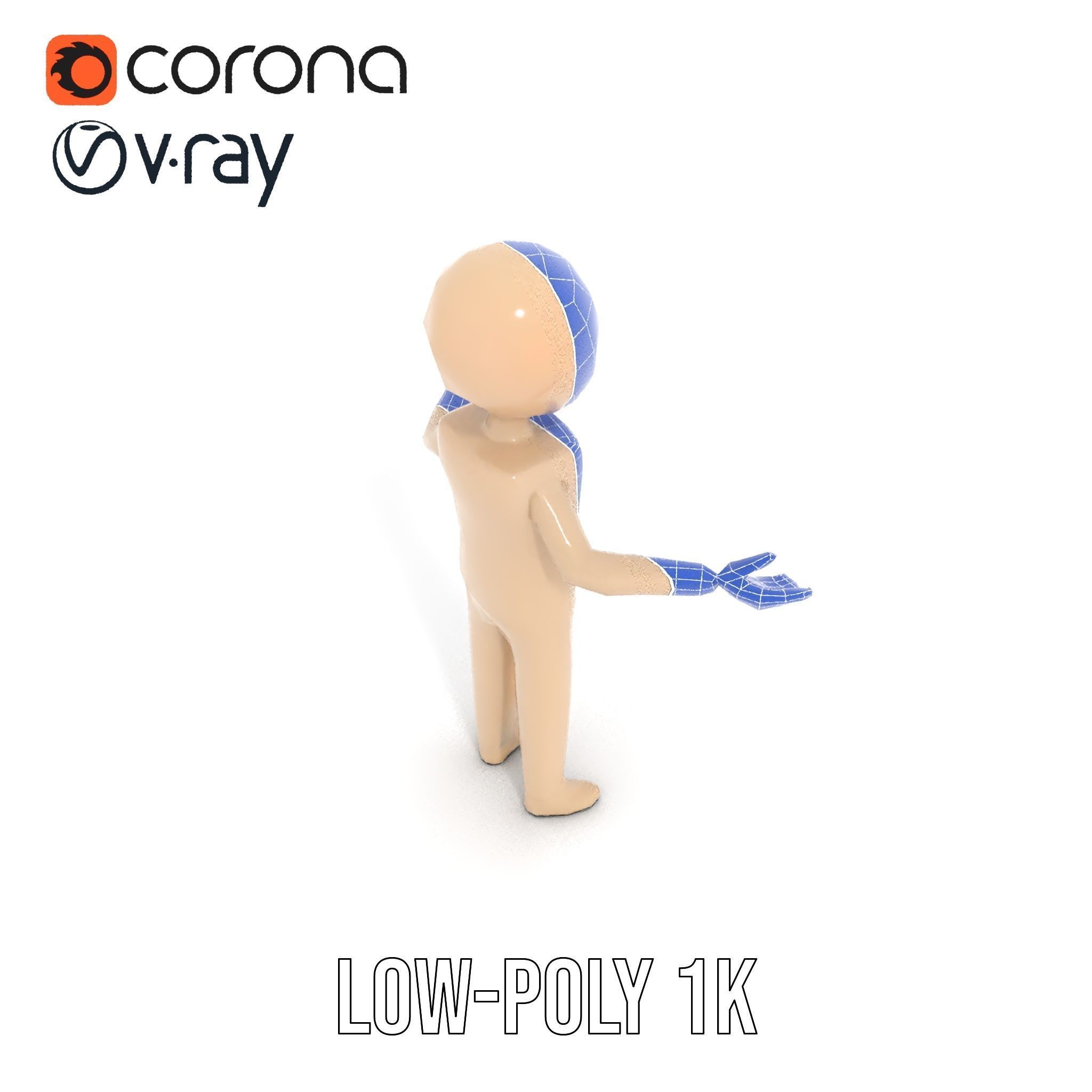 Minimalist Wooden Figurine Rigged and Animated Character Model Low-poly 3D model_22