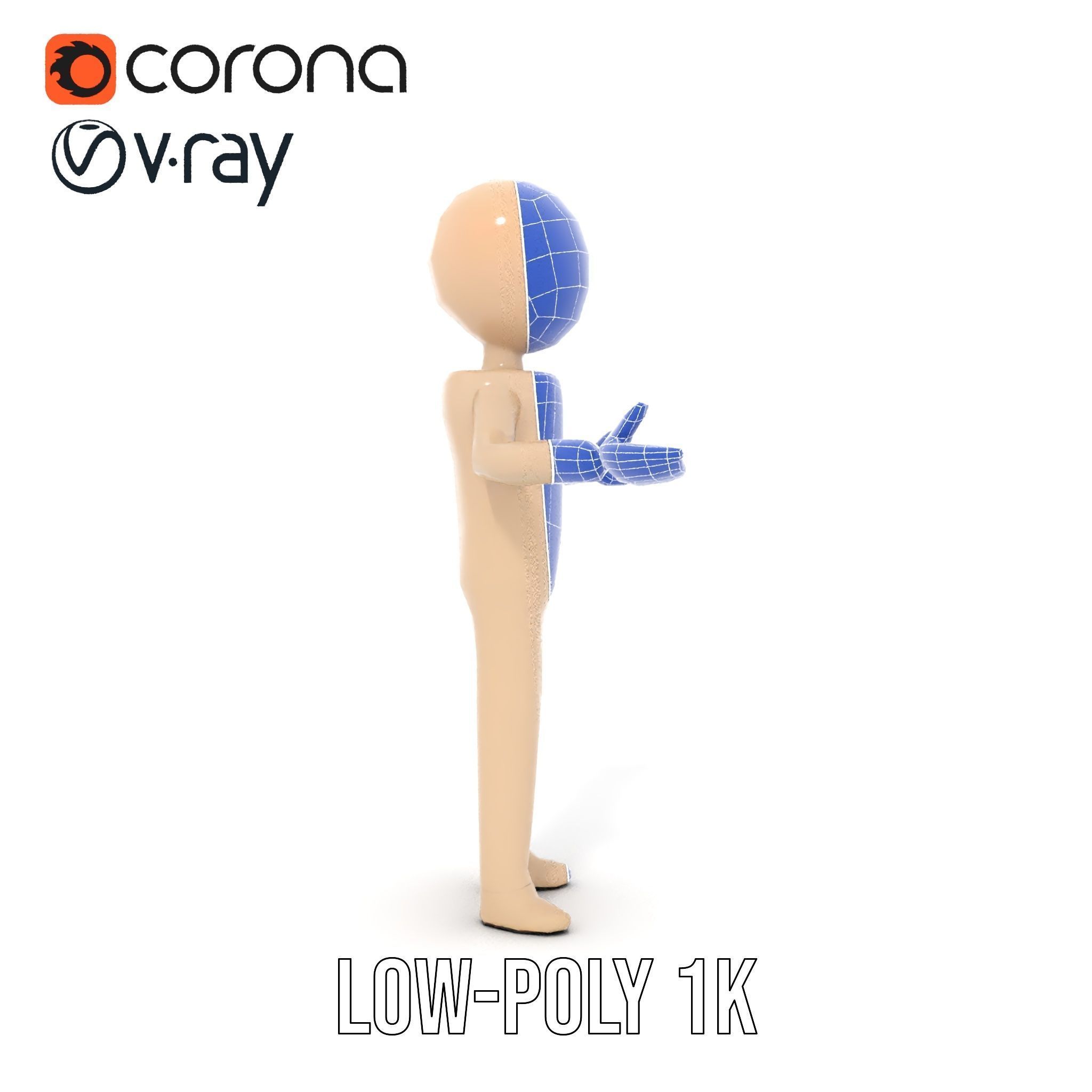 Minimalist Wooden Figurine Rigged and Animated Character Model Low-poly 3D model_19