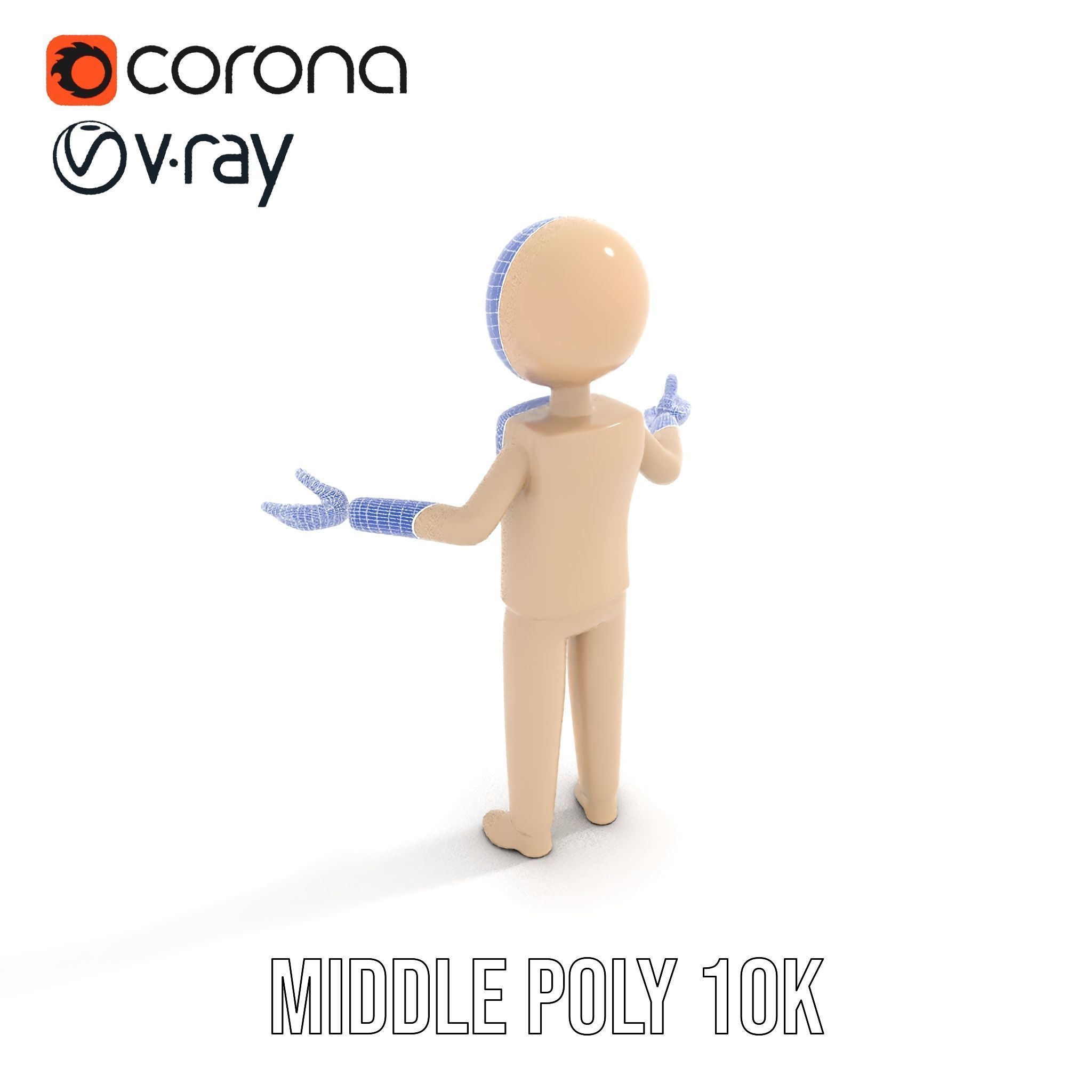 Minimalist Wooden Figurine Rigged and Animated Character Model Low-poly 3D model_21