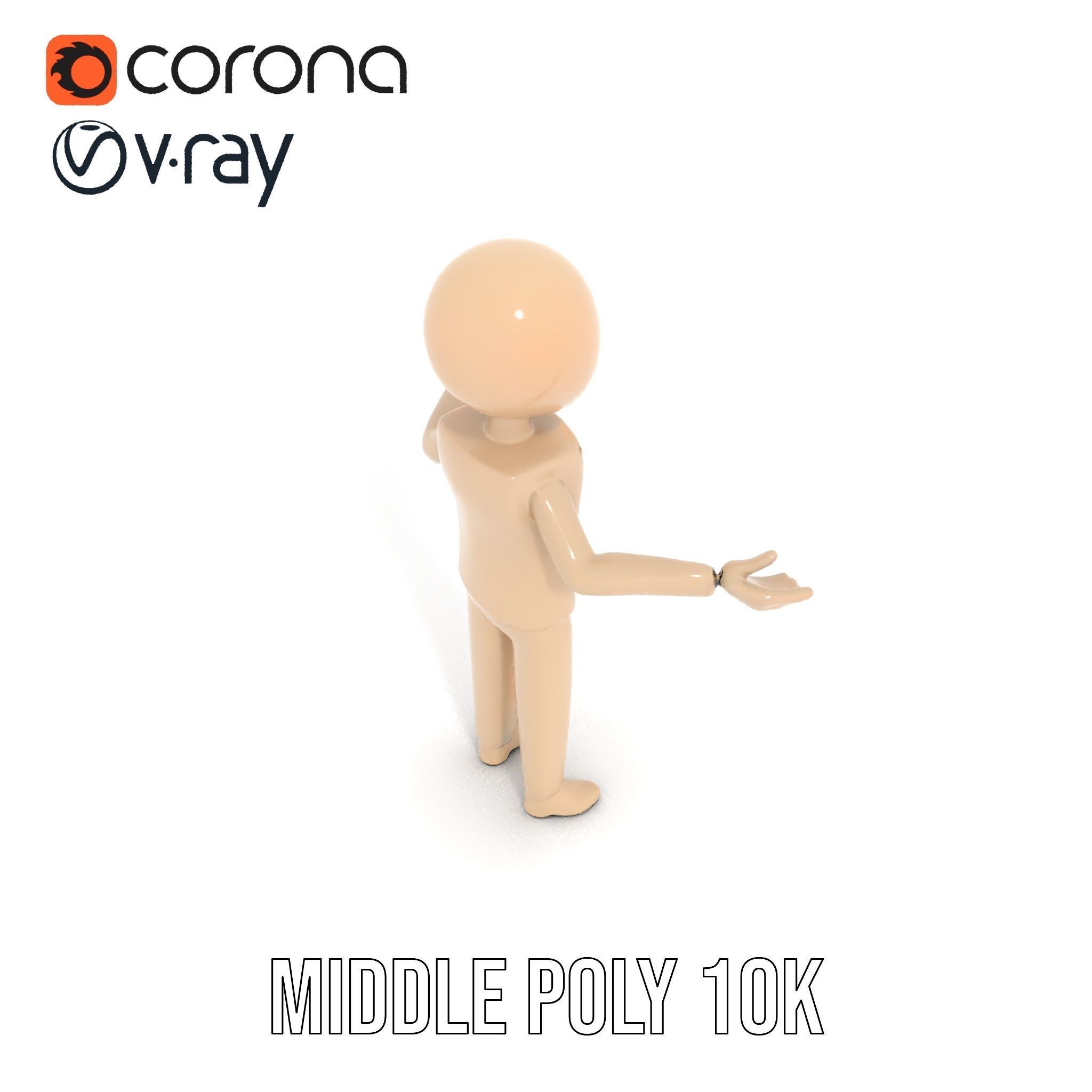 Minimalist Wooden Figurine Rigged and Animated Character Model Low-poly 3D model_27