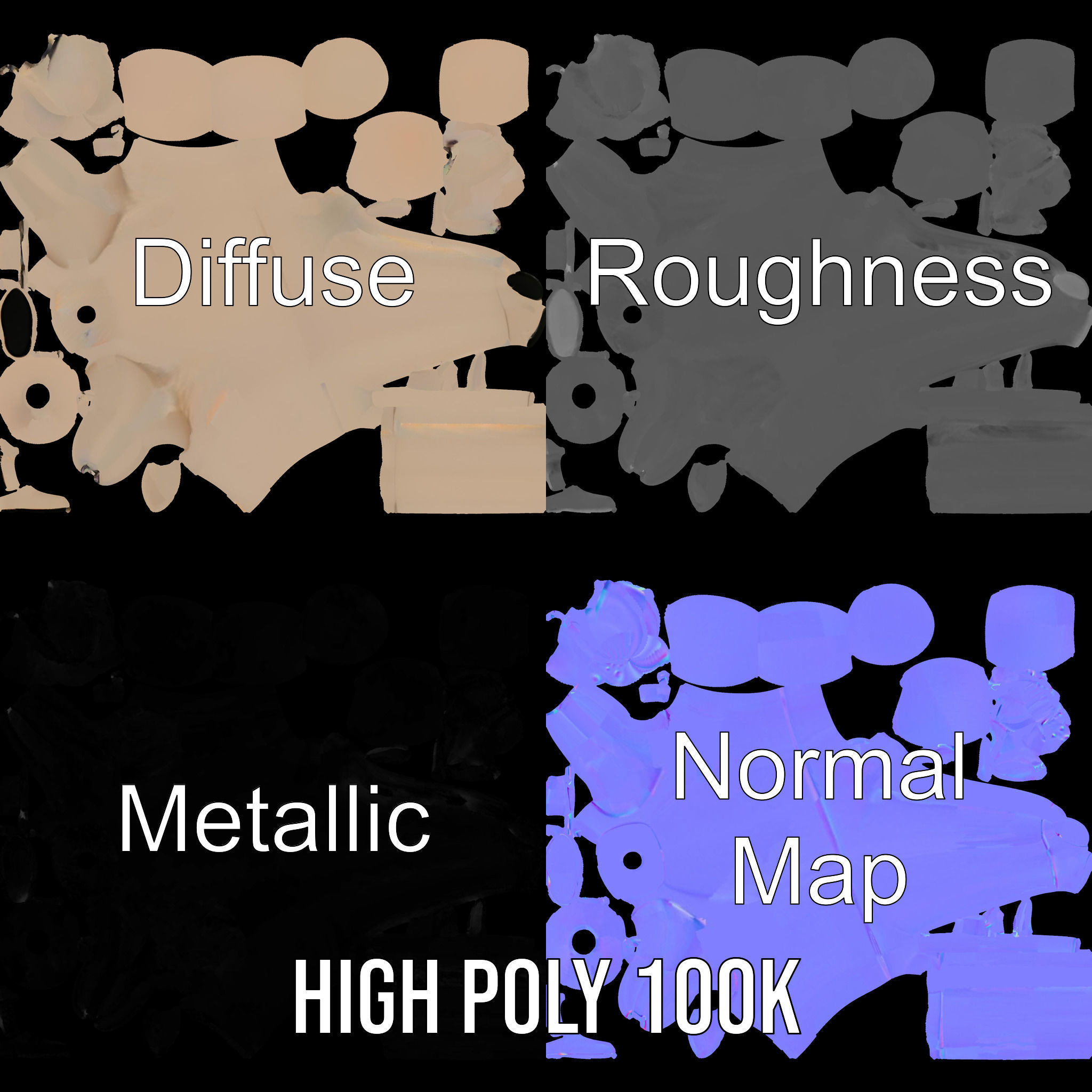 Minimalist Wooden Figurine Rigged and Animated Character Model Low-poly 3D model_3