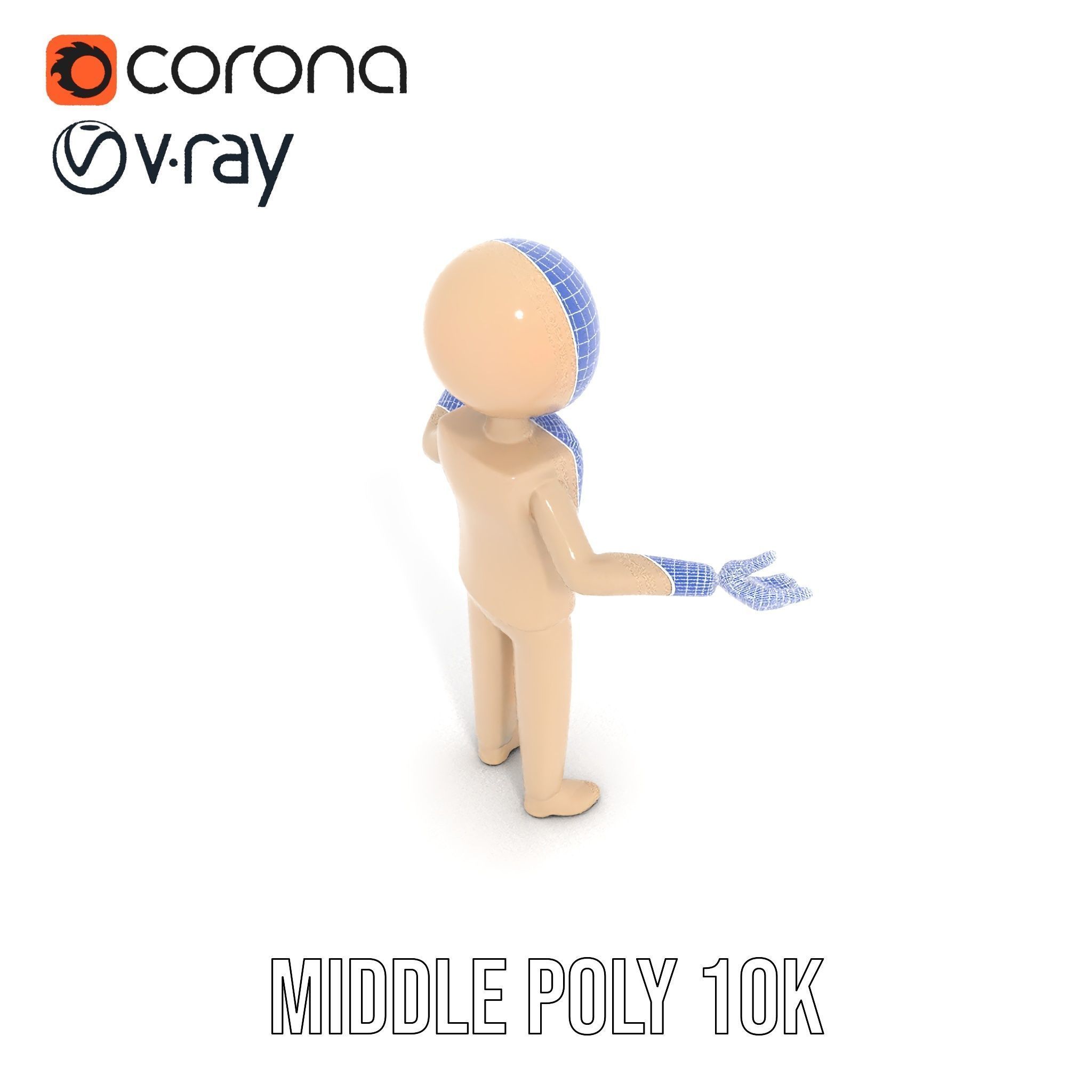 Minimalist Wooden Figurine Rigged and Animated Character Model Low-poly 3D model_13