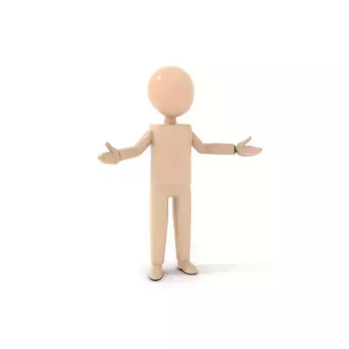 Minimalist Wooden Figurine Rigged and Animated Character Model