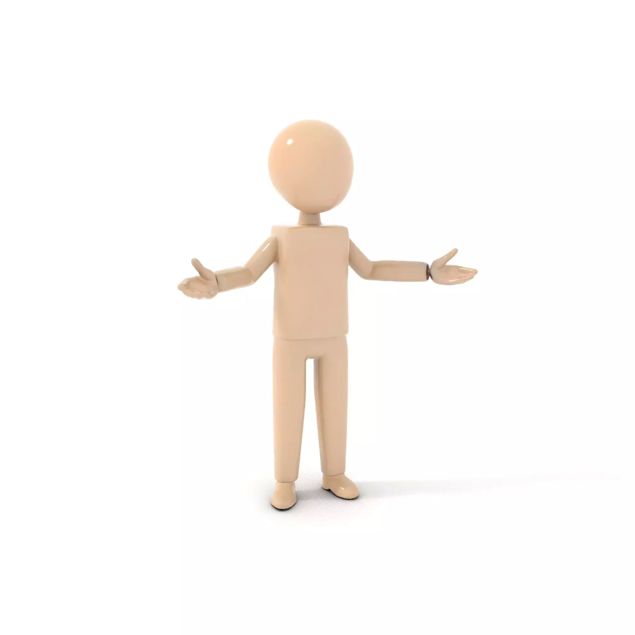 Minimalist Wooden Figurine Rigged and Animated Character Model Low-poly 3D model_0