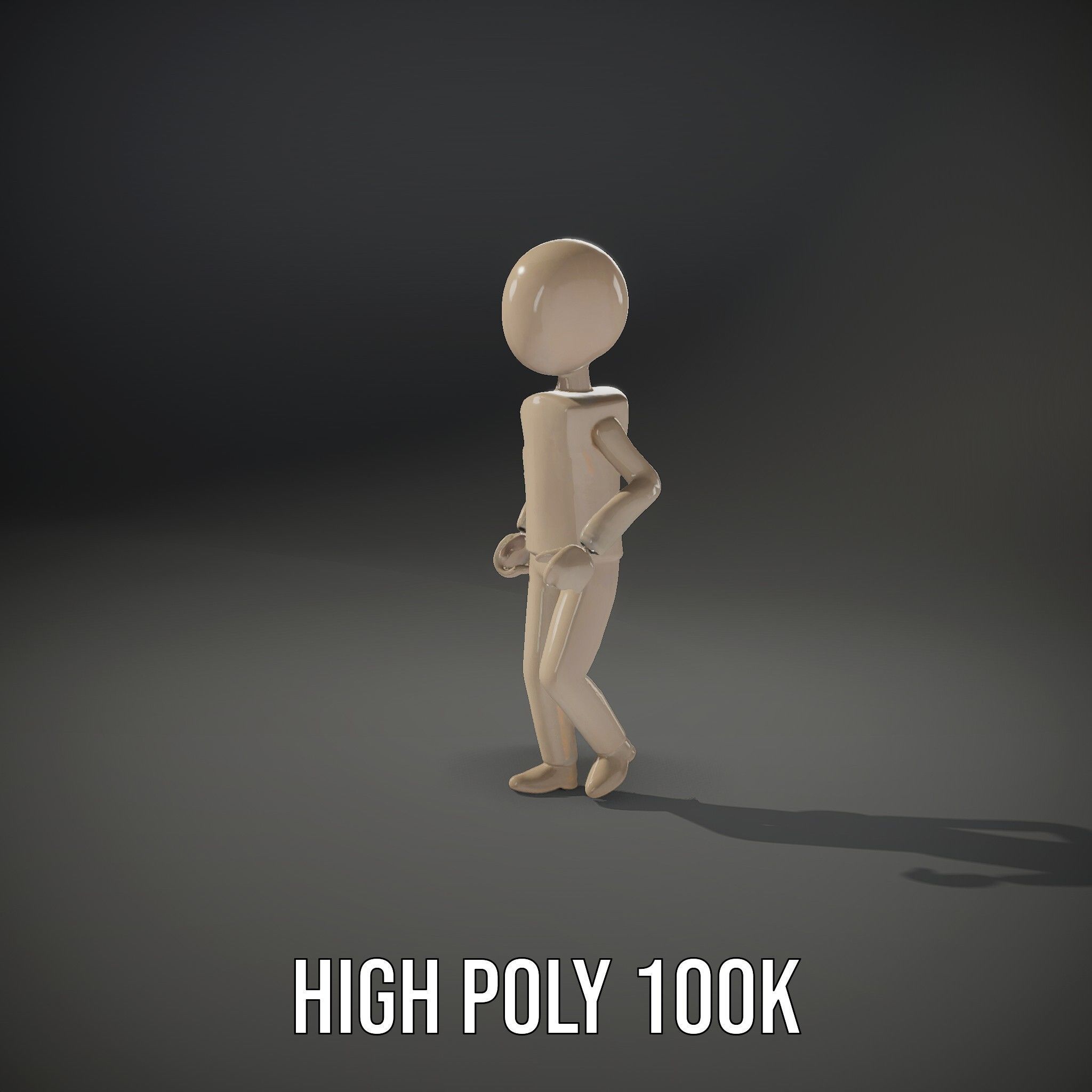 Minimalist Wooden Figurine Rigged and Animated Character Model Low-poly 3D model_12