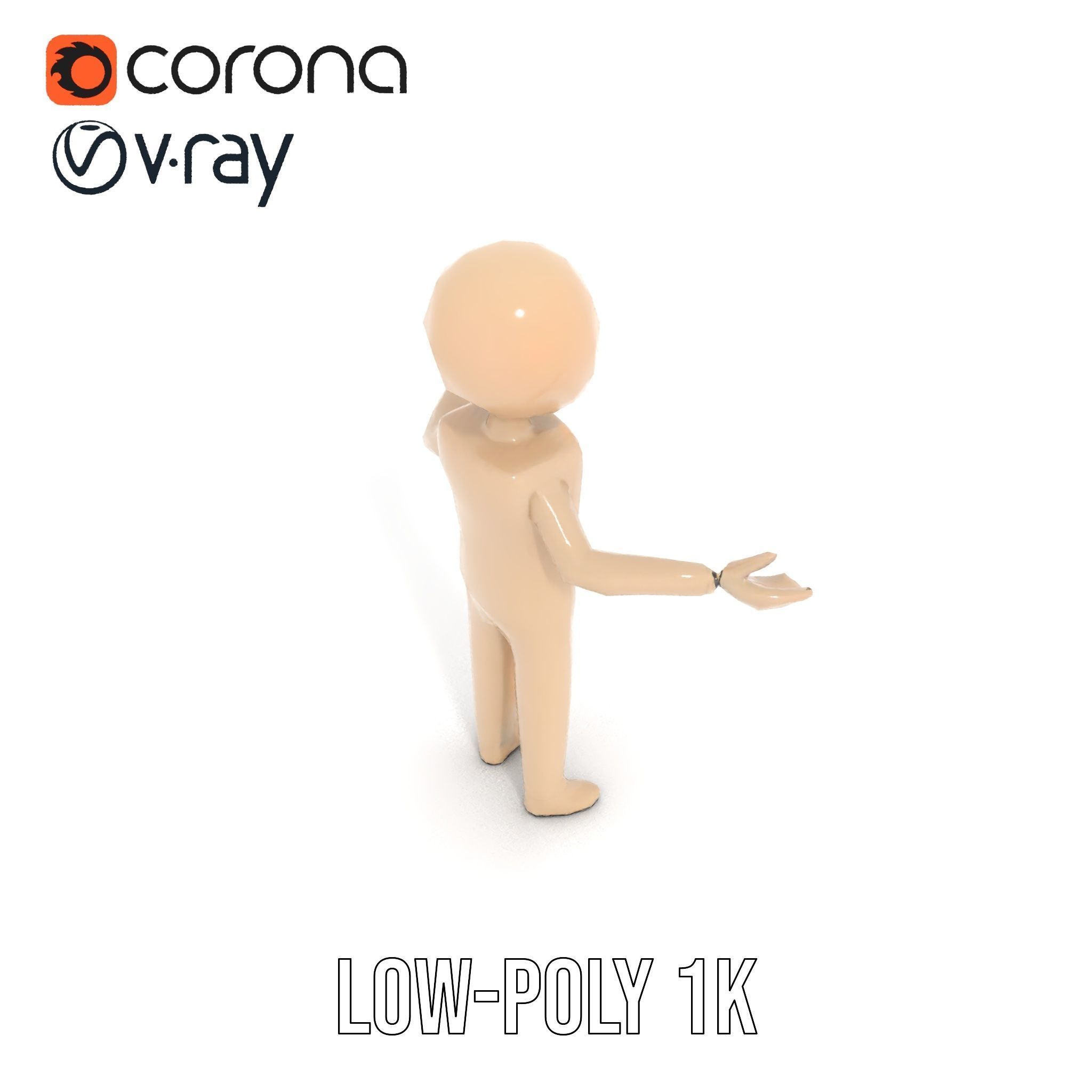 Minimalist Wooden Figurine Rigged and Animated Character Model Low-poly 3D model_17