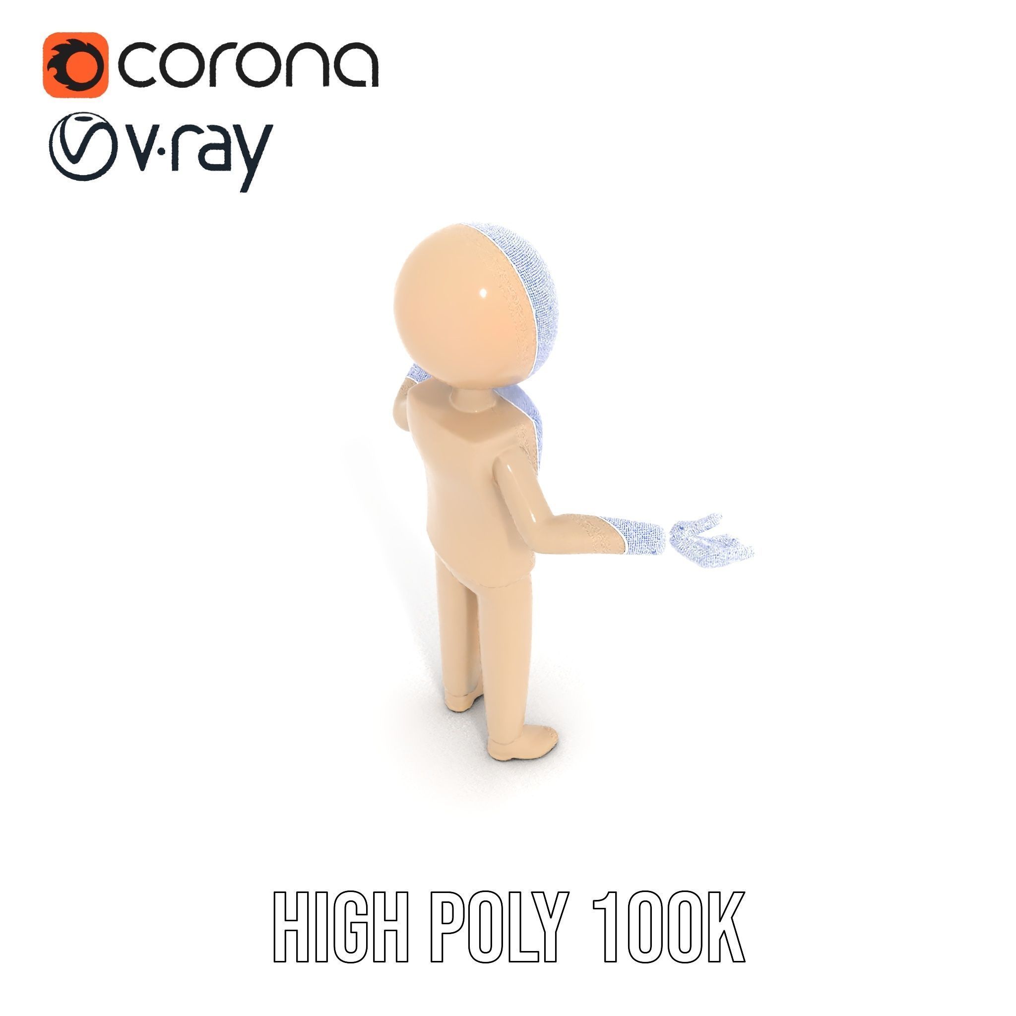 Minimalist Wooden Figurine Rigged and Animated Character Model Low-poly 3D model_33