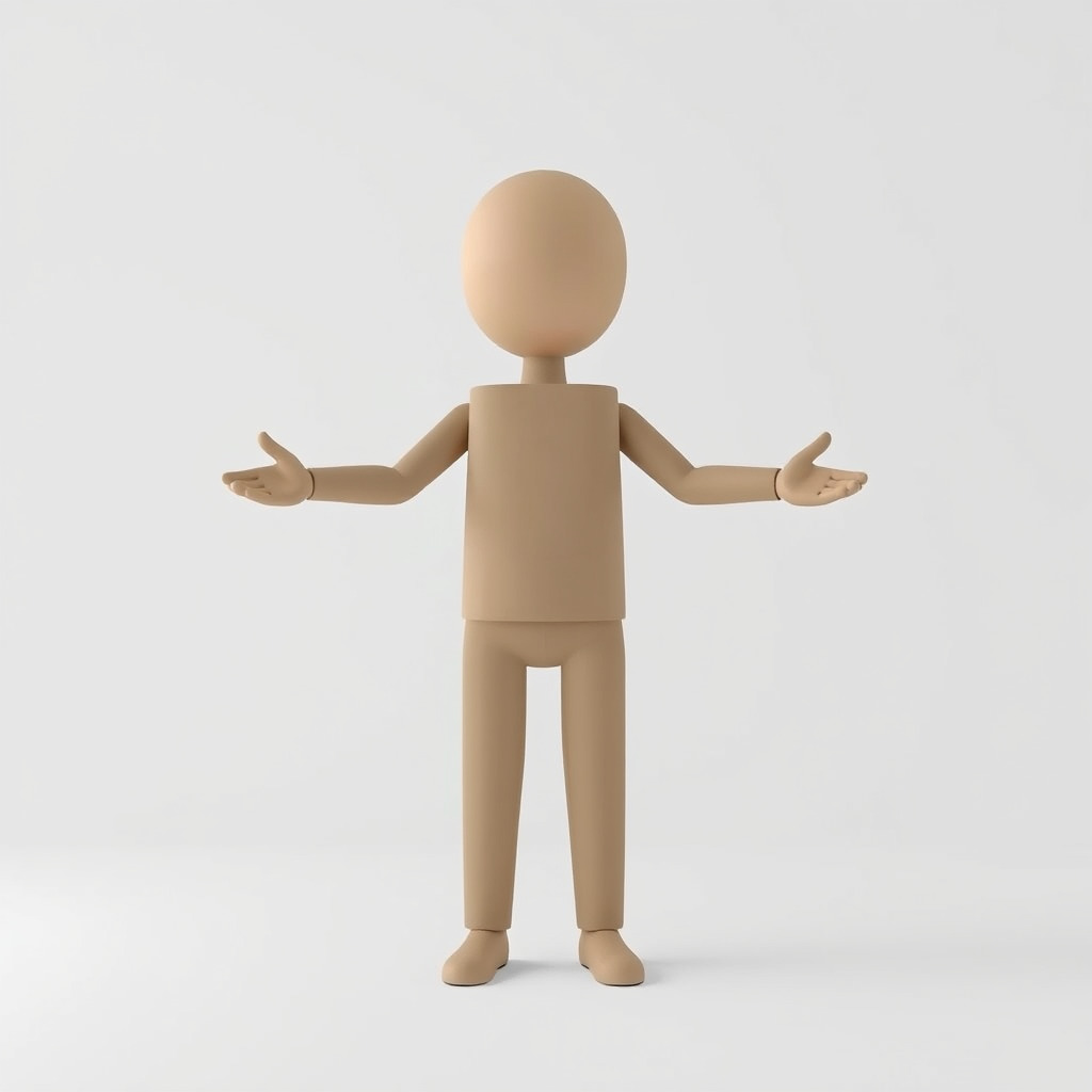 Minimalist Wooden Figurine Rigged and Animated Character Model Low-poly 3D model_2