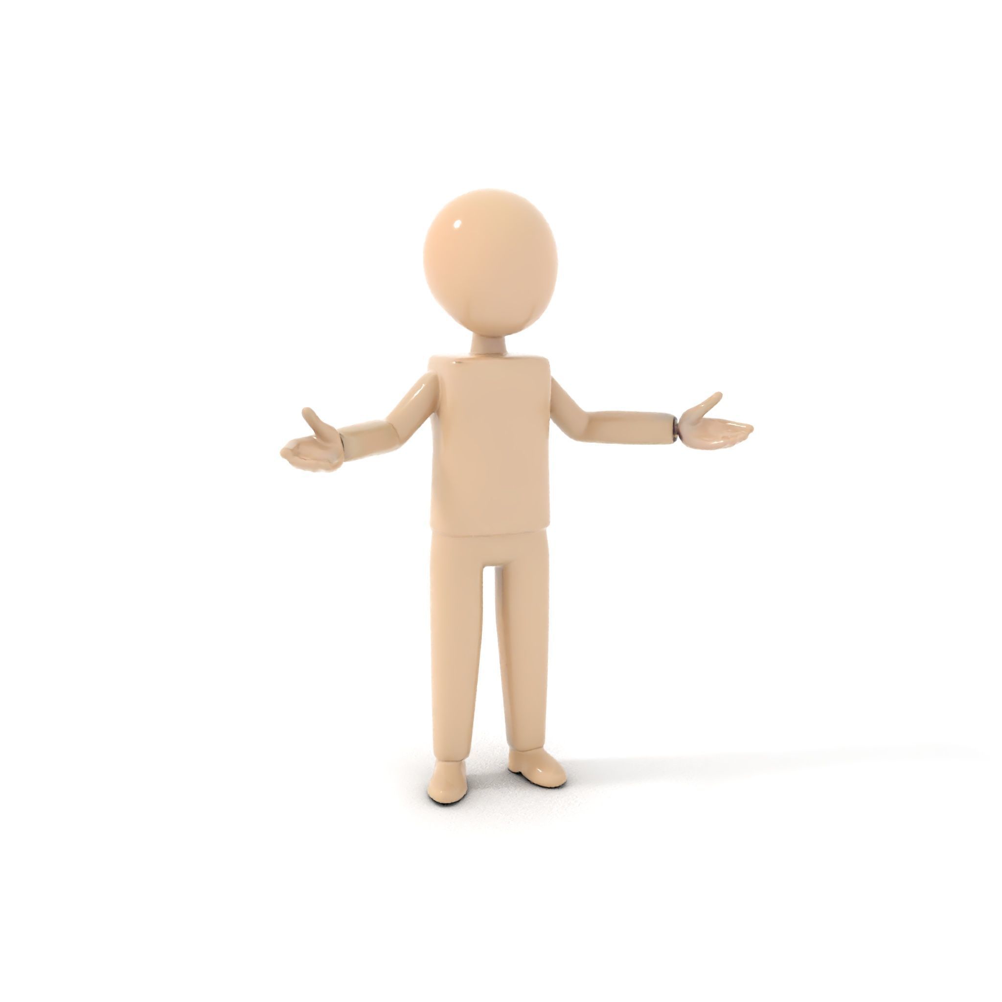 Minimalist Wooden Figurine Rigged and Animated Character Model Low-poly 3D model_10