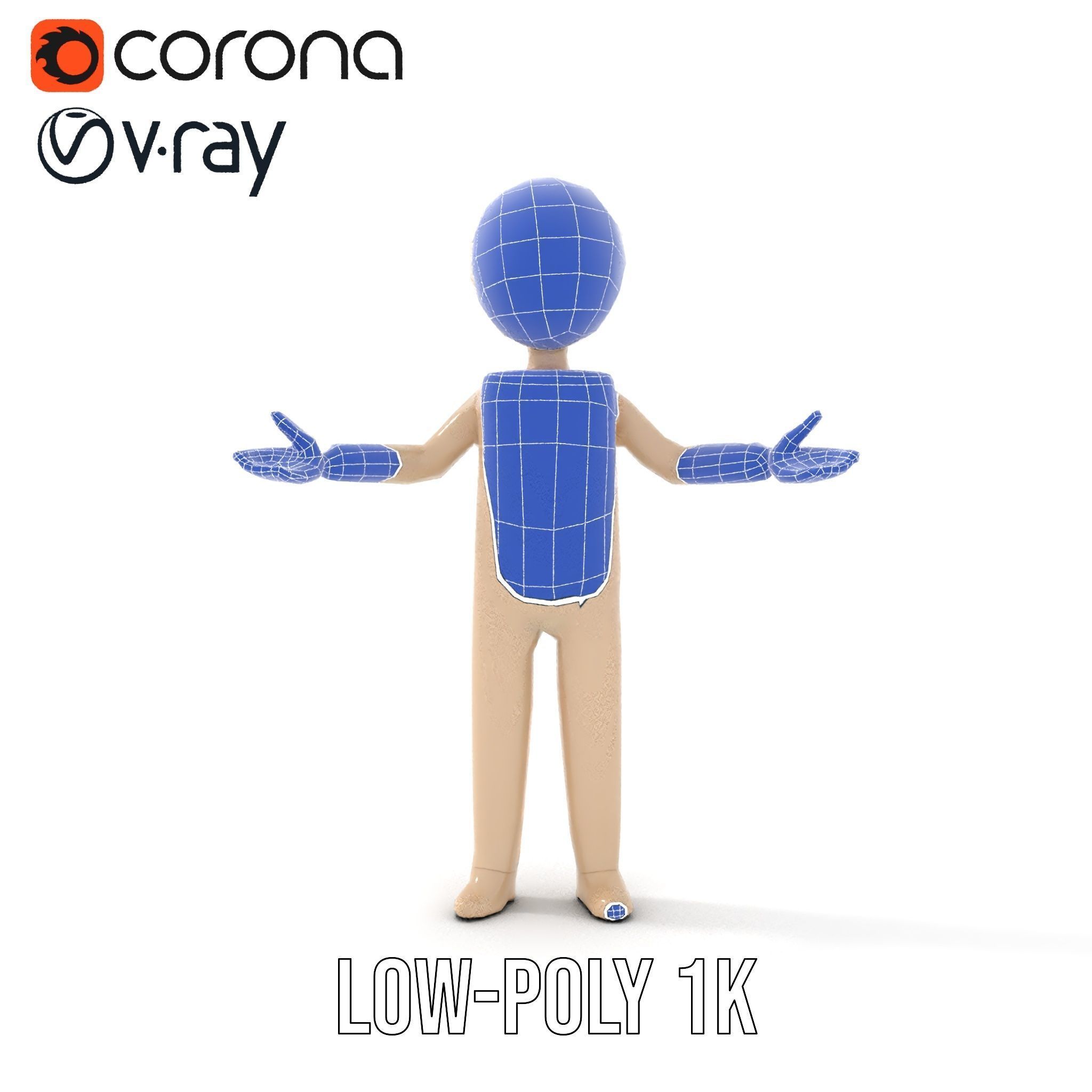 Minimalist Wooden Figurine Rigged and Animated Character Model Low-poly 3D model_30